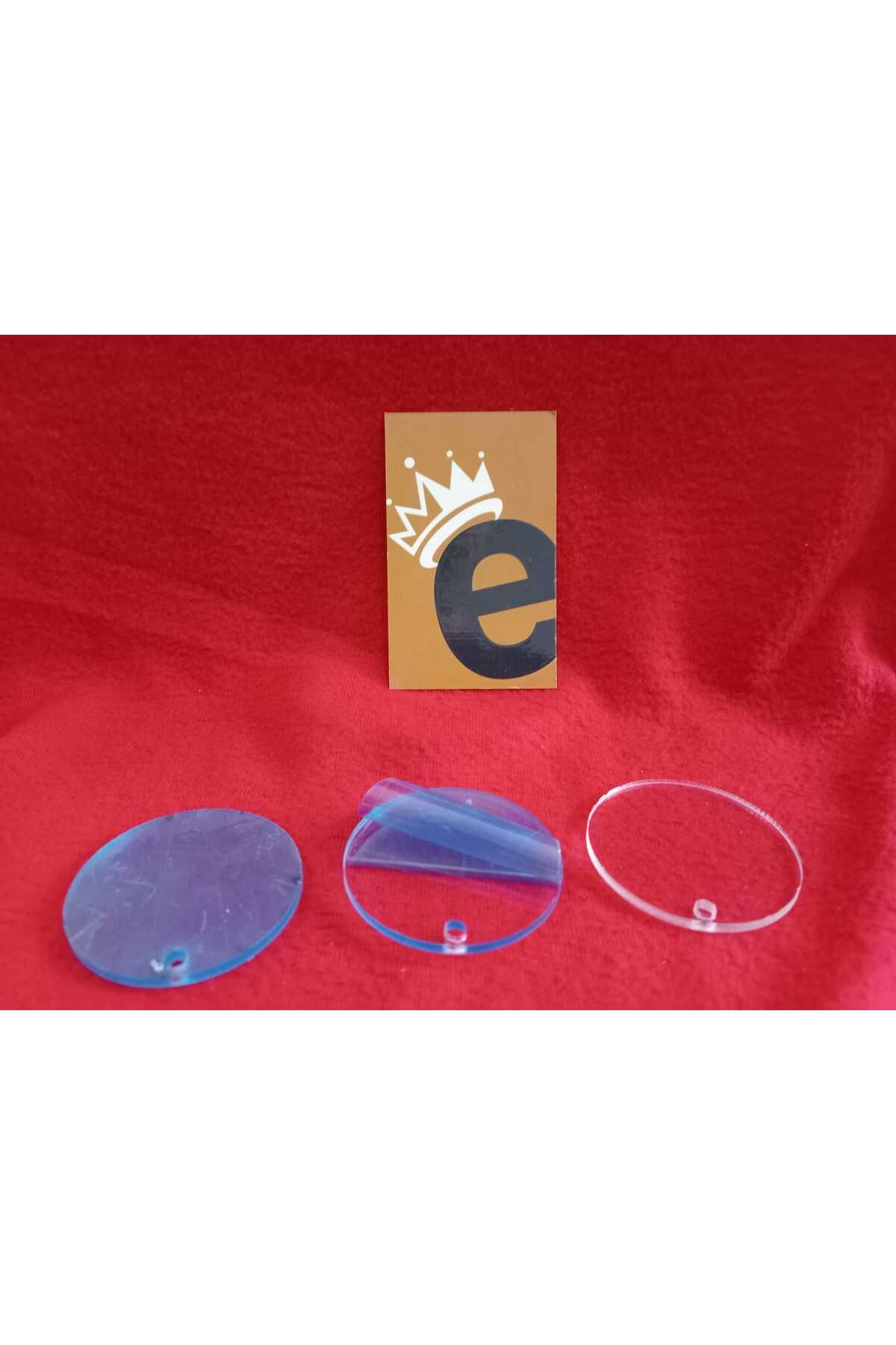 Ecce Şeffaf Film Kaplama Çizilmez Yuvarlak Cam Anahtarlık 50 ADET (5 cm Çap - 0.5 cm Kalınlık)