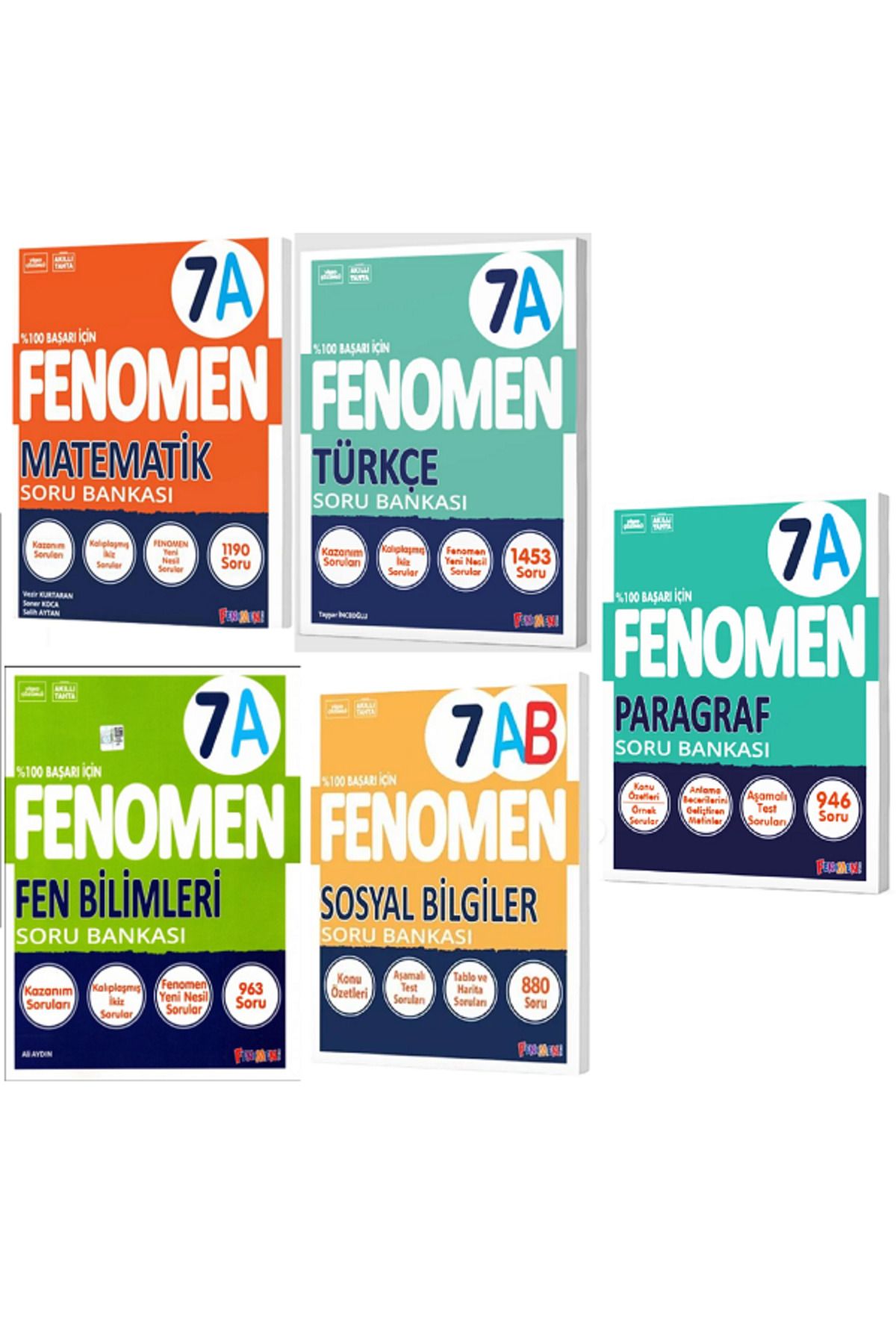 Evrensel İletişim Yayınları 7.Sınıf Fenomen 7A Matematik + 7A Türkçe + 7A Fen + 7A Sosyal + 7A Paragraf Soru Bankaları / 5 KİTAP