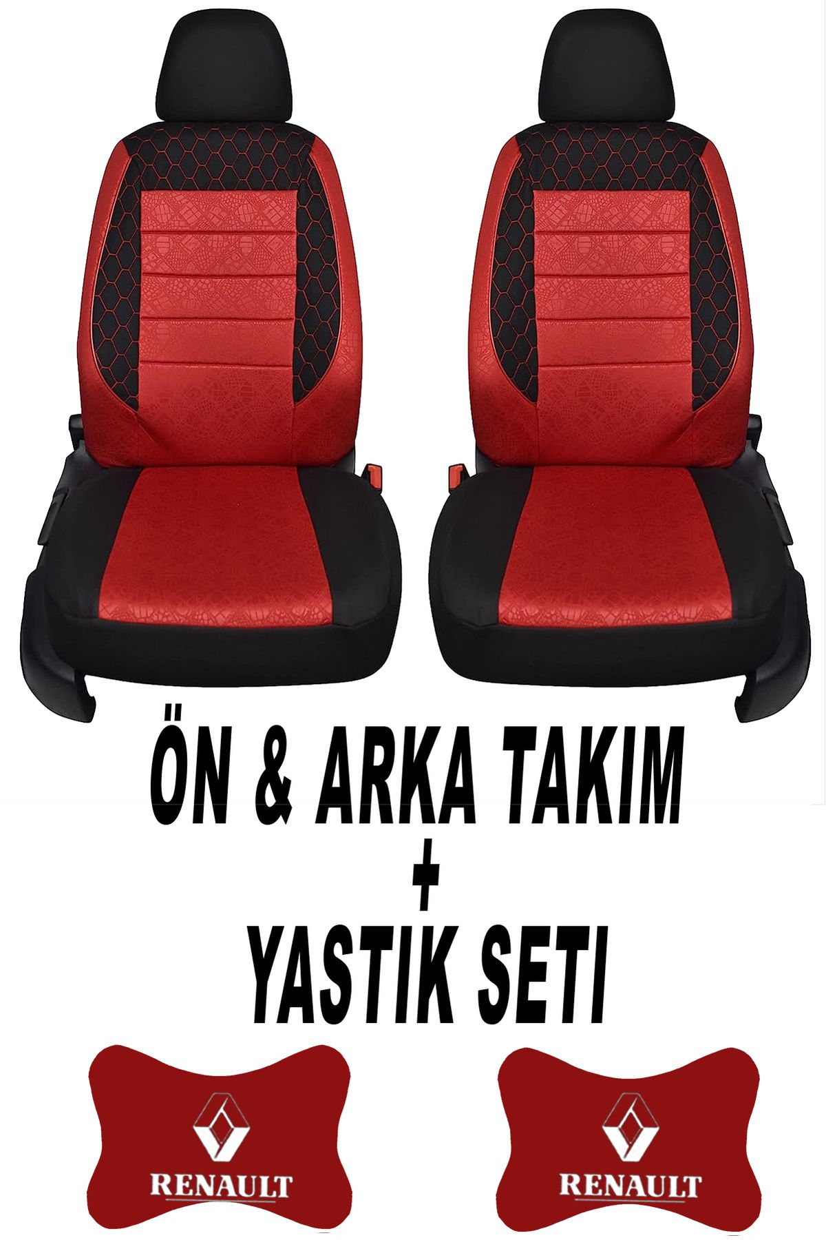 1araba1ev Oto Koltuk Kılıfı Renault Ön Arka Takım + 2 Adet Boyun Yastığı Seti