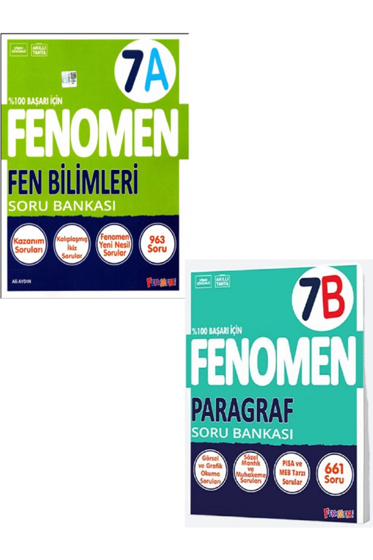 Evrensel İletişim Yayınları 7.Sınıf Fenomen 7A Fen Bilimleri Soru Bankası + 7.Sınıf Fenomen 7B Paragraf Soru Bankası / 2 KİTAP