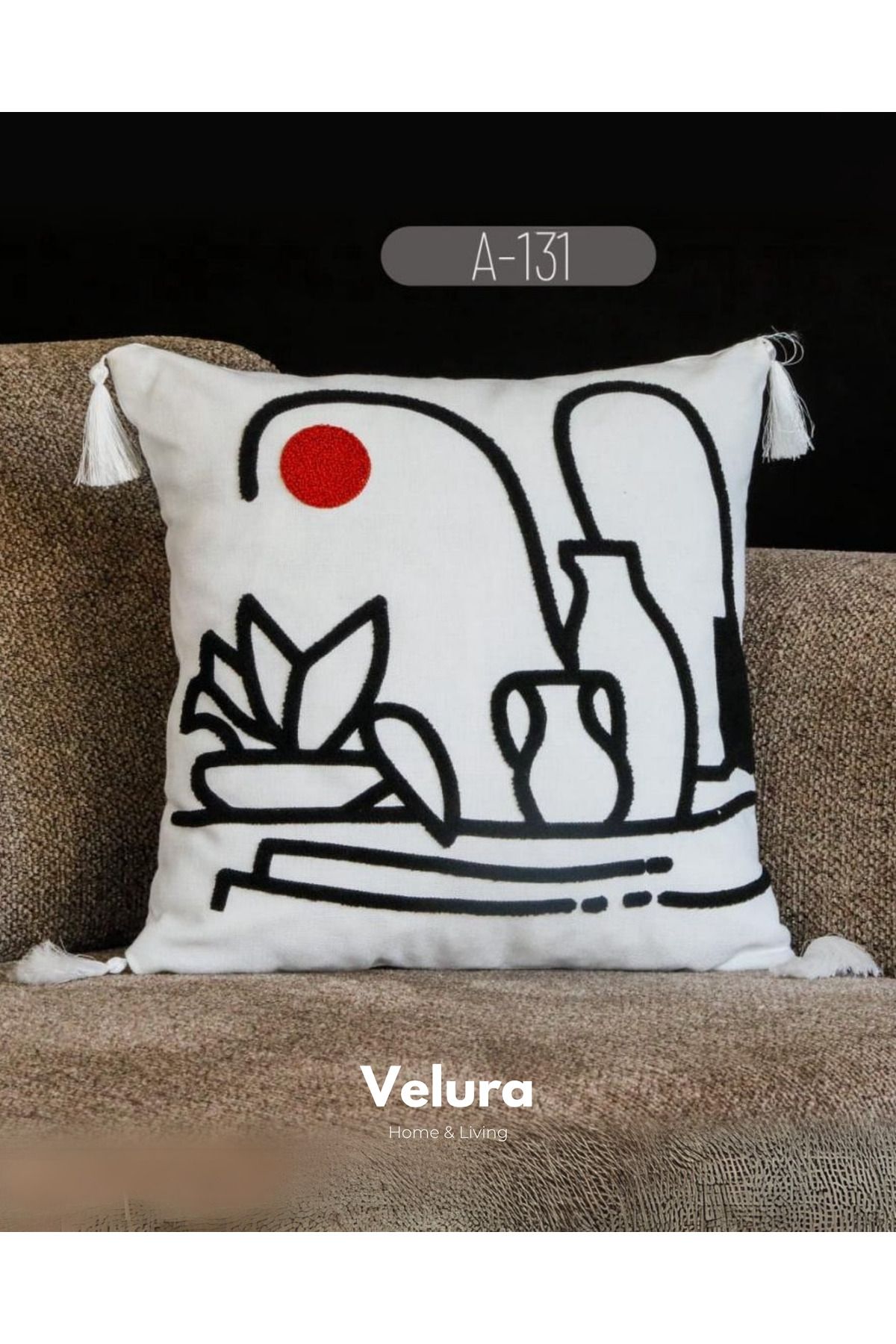 Velura Home & Living Dekoratif Kırlent & Pinterest Kırlent & Keten Kumaş - Nakış İşleme & A131