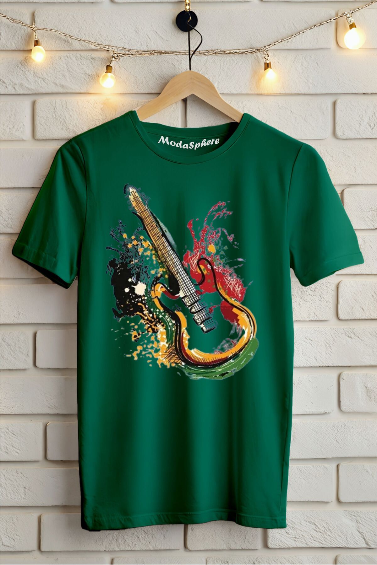 ModaSphere Gitar Baskılı Unisex Oversize Tişört