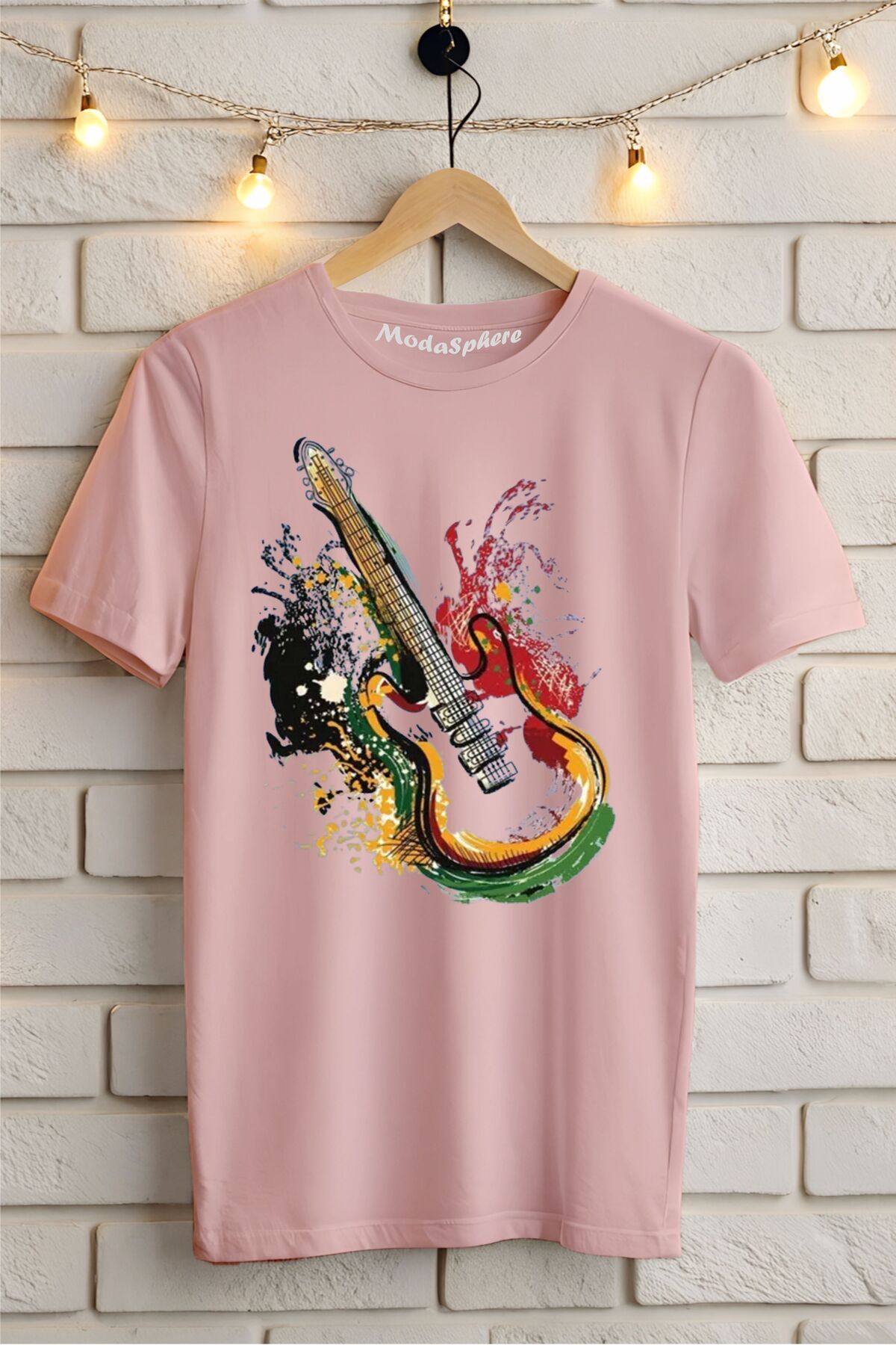 ModaSphere Gitar Baskılı Unisex Oversize Tişört