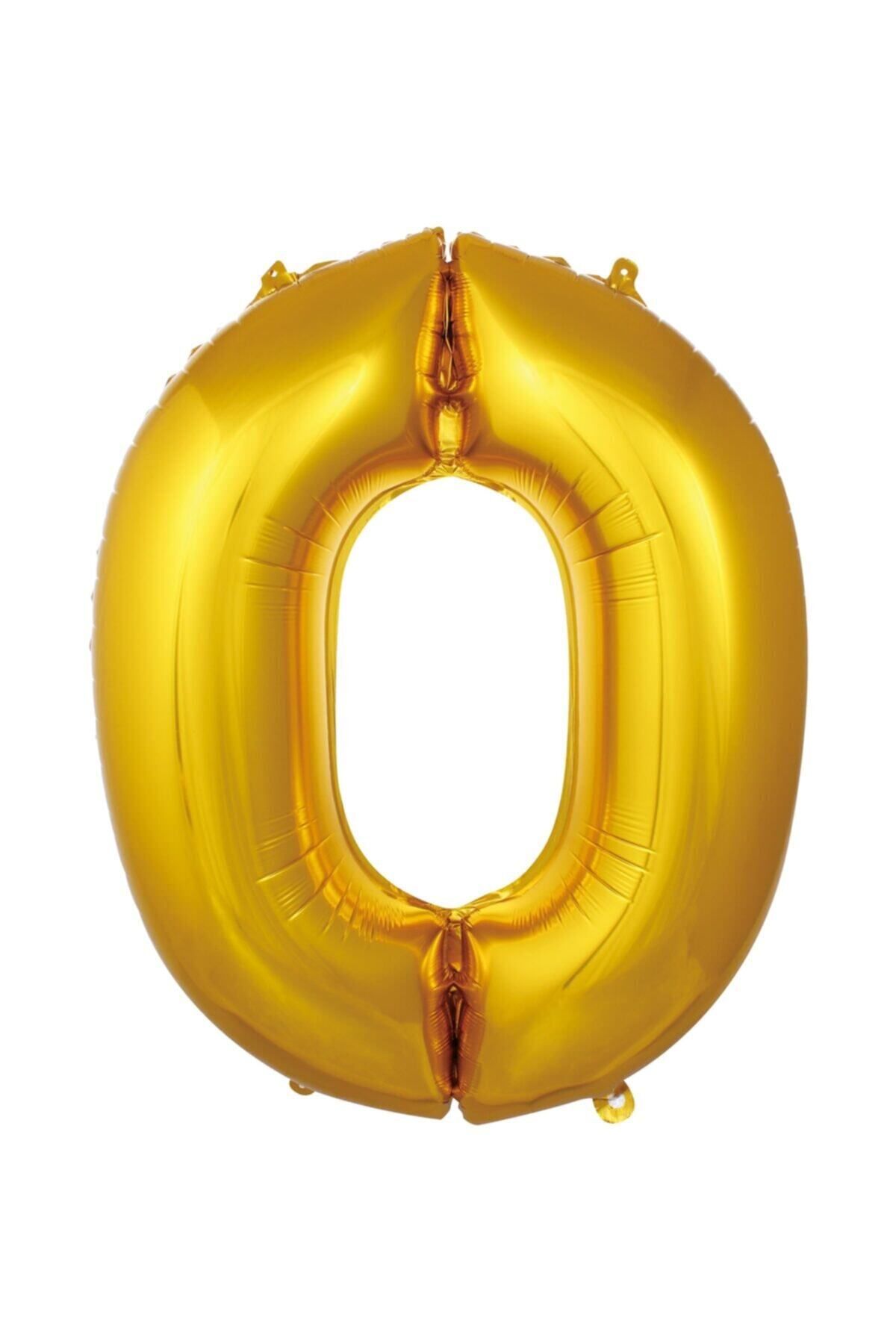EA HOME 36 Cm Altın Renk Balon 0 Rakam 16 Inc Parti Malzemesi