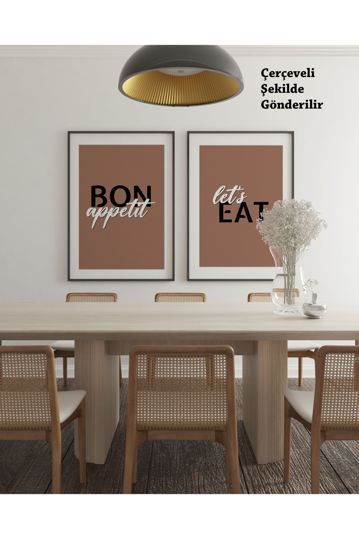 çınararthome Çerçeveli Mutfak Dekoru | Bon Appétit & Let’s Eat Poster Seti