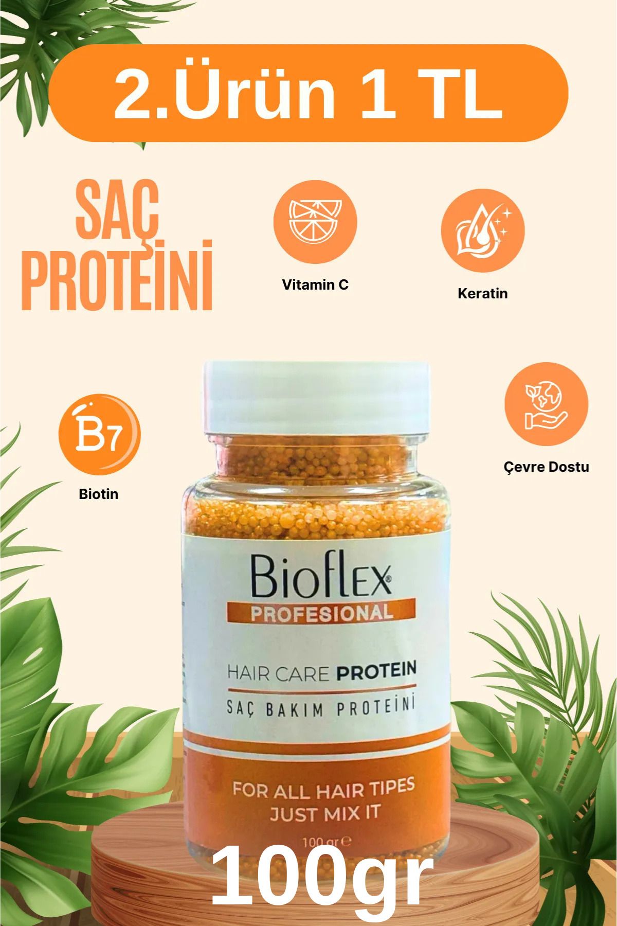 Bioflex Yıpranmış, Kırılgan Ve Güçsüz Saçlar Için Onarıcı Protein Terapisi 100 gram