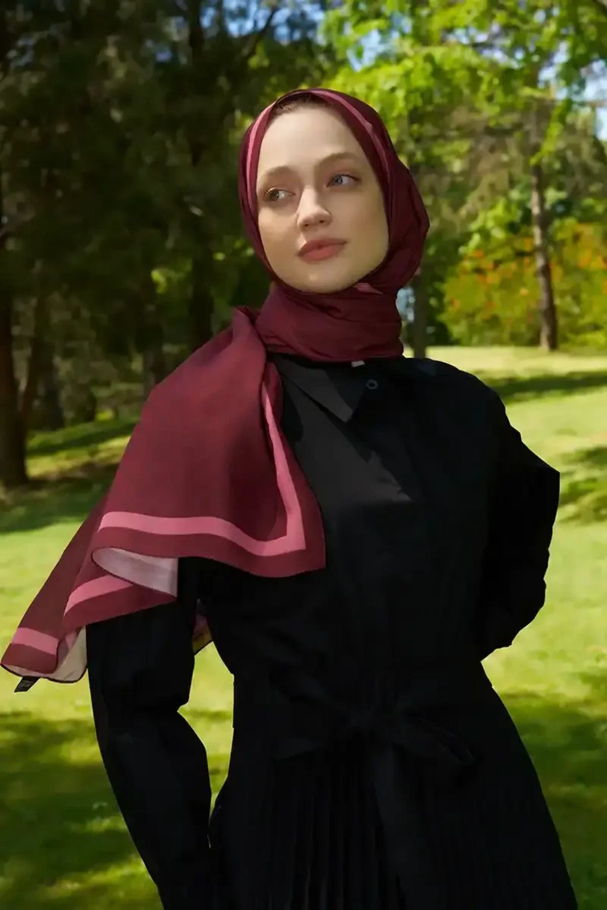 Madame Polo Hyper Zikzak Desen Şal - Bordo