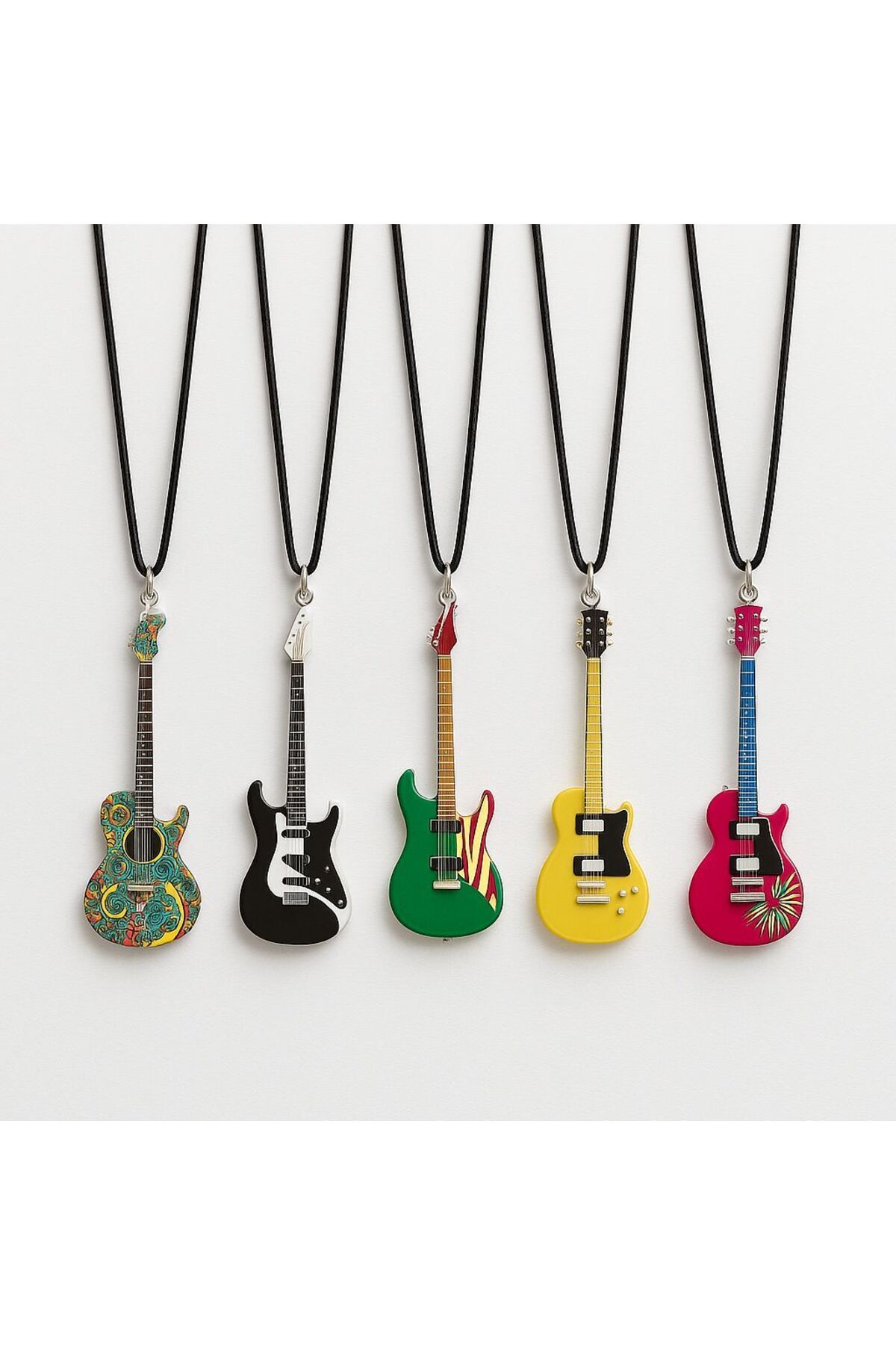 endlessstylish Gitar Figürlü Renkli Kadın & Erkek Kolye – Müzik Temalı Unisex Tasarım