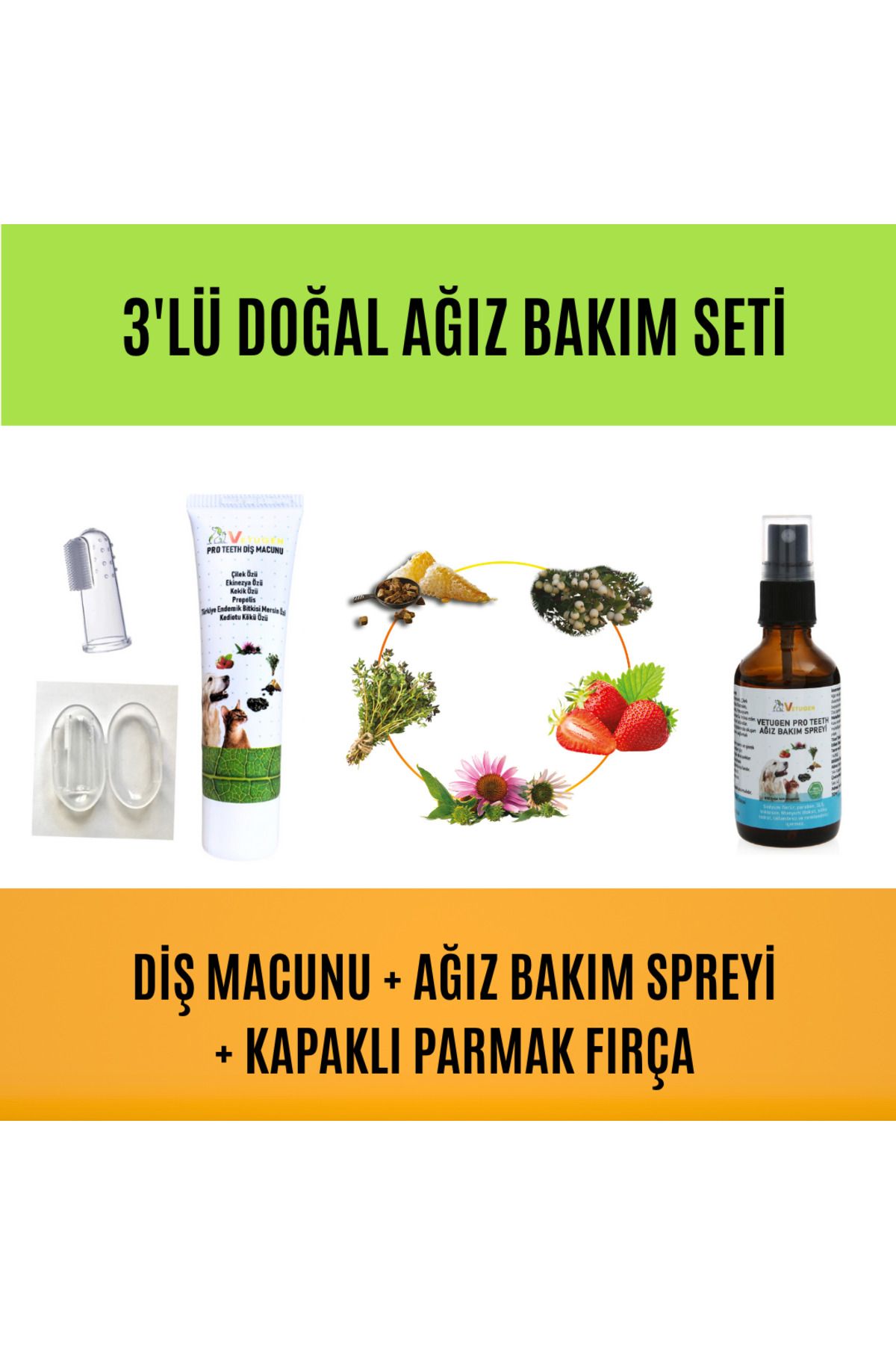 VETUGEN 3'LÜ DOĞAL AĞIZ BAKIM SETİ