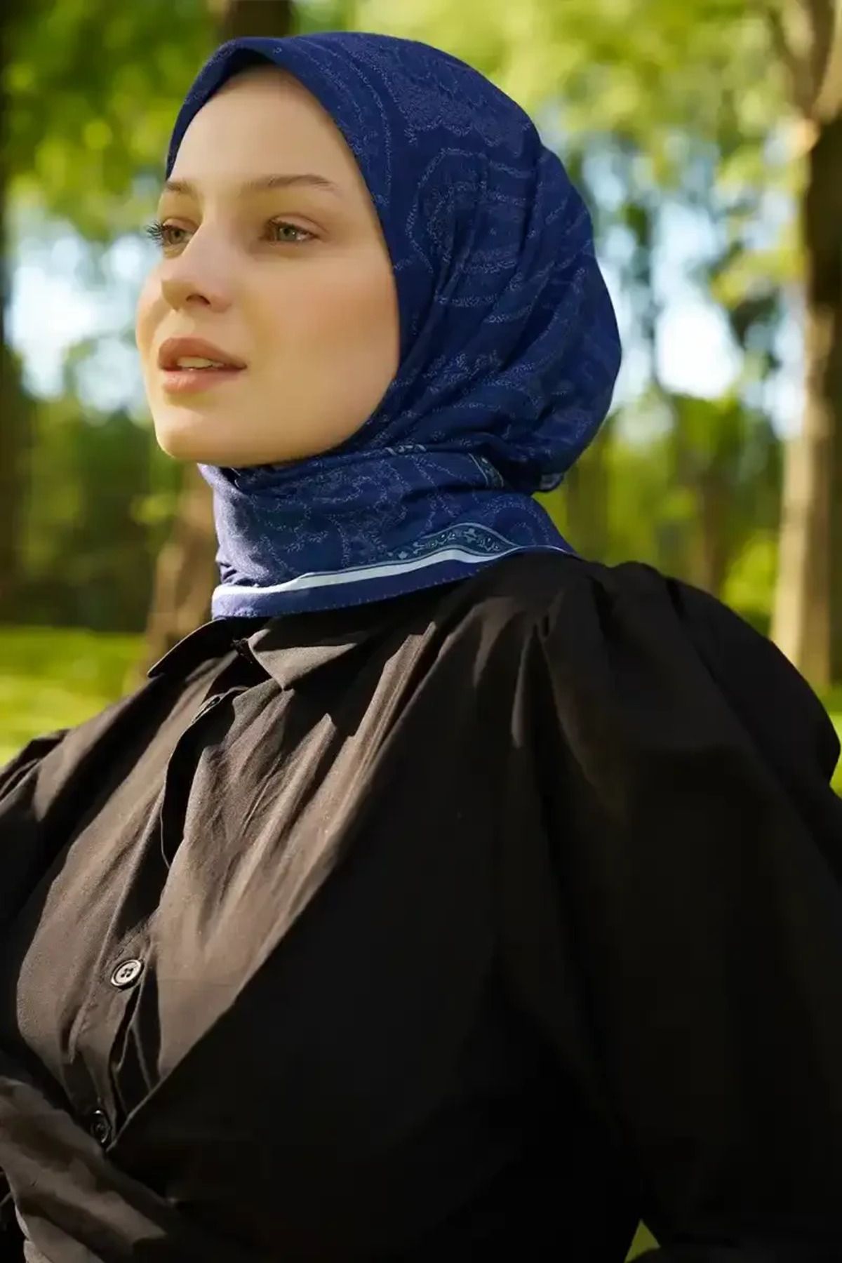 Madame Polo Rustic Mistral Desen Eşarp - Lacivert