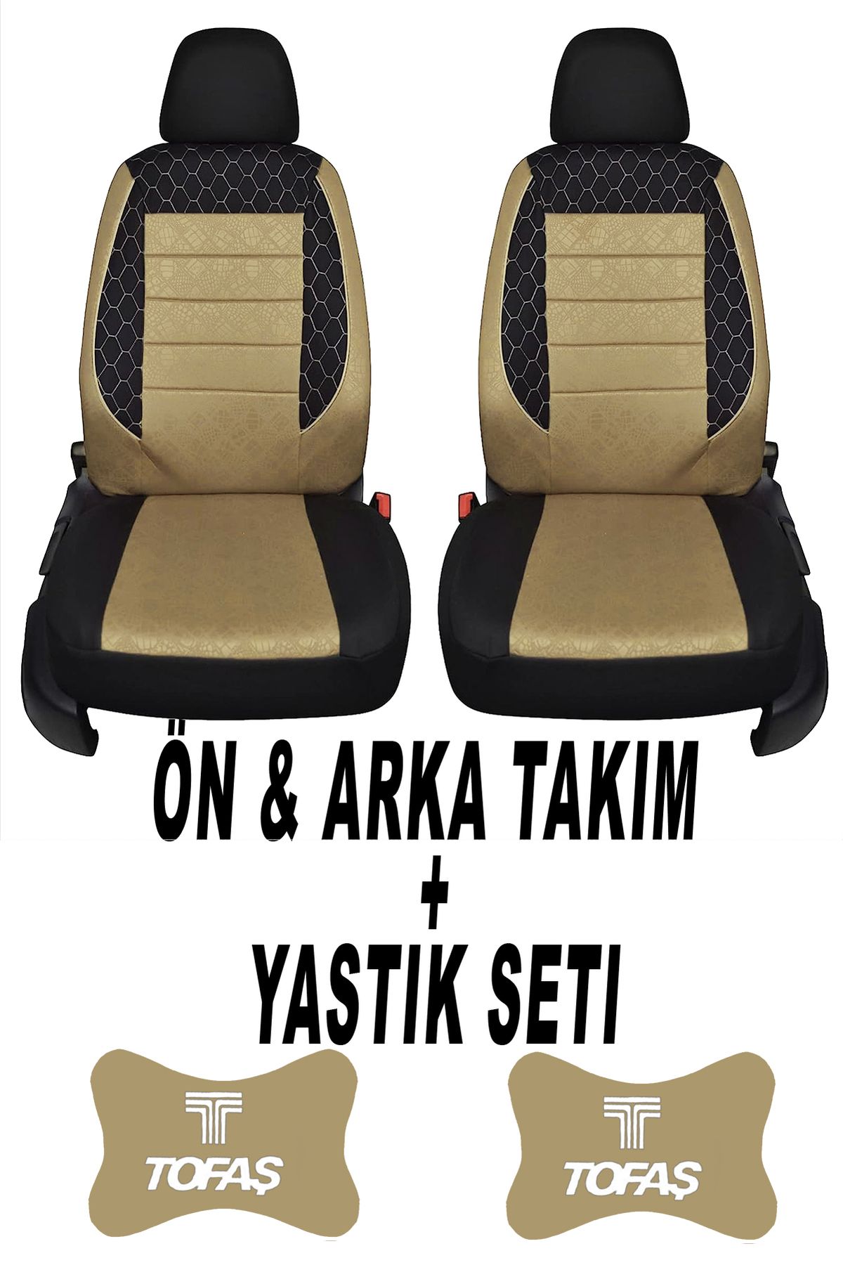 1araba1ev Oto Koltuk Kılıfı Tofaş Ön Arka Takım + 2 Adet Boyun Yastığı Seti