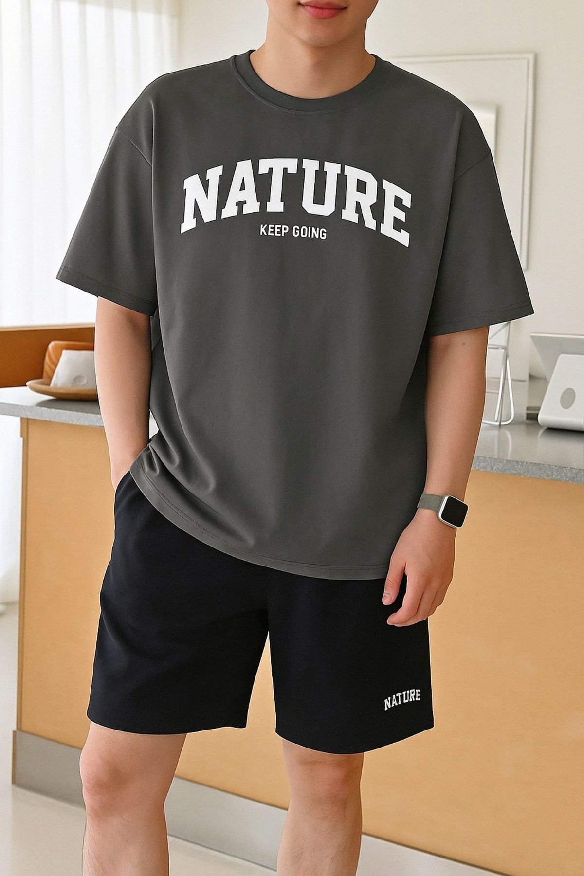 GENIUS STORE Erkek Tişört Baskılı Oversize T-shirt Pamuklu Tişört