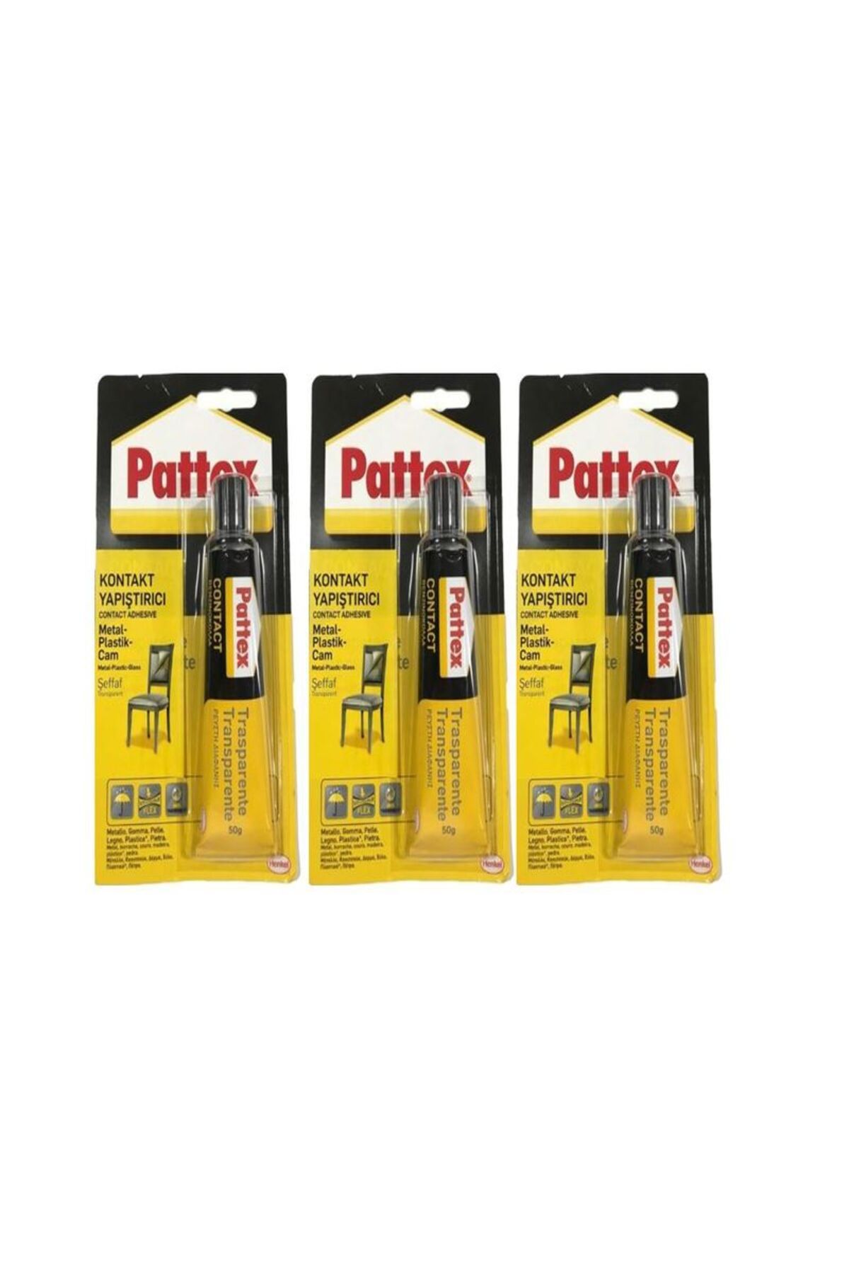 Pattex UNİVERSAL KONTAK YAPIŞTIRICI METAL PLASTİK CAM 50ML 3 ADET