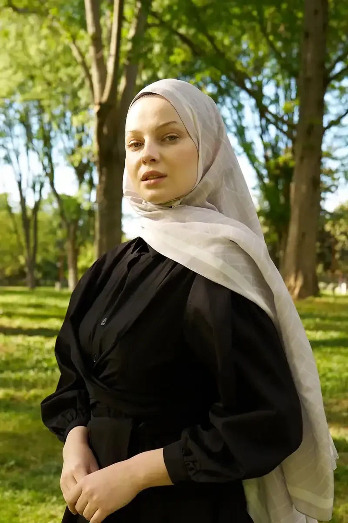Madame Polo Hyper Zikzak Desen Şal - Gri