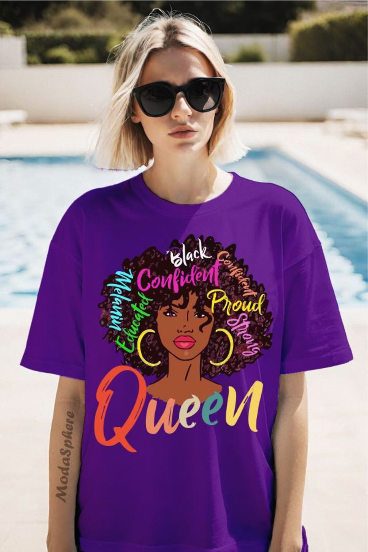 ModaSphere Queen Baskılı Unisex Oversize Tişört