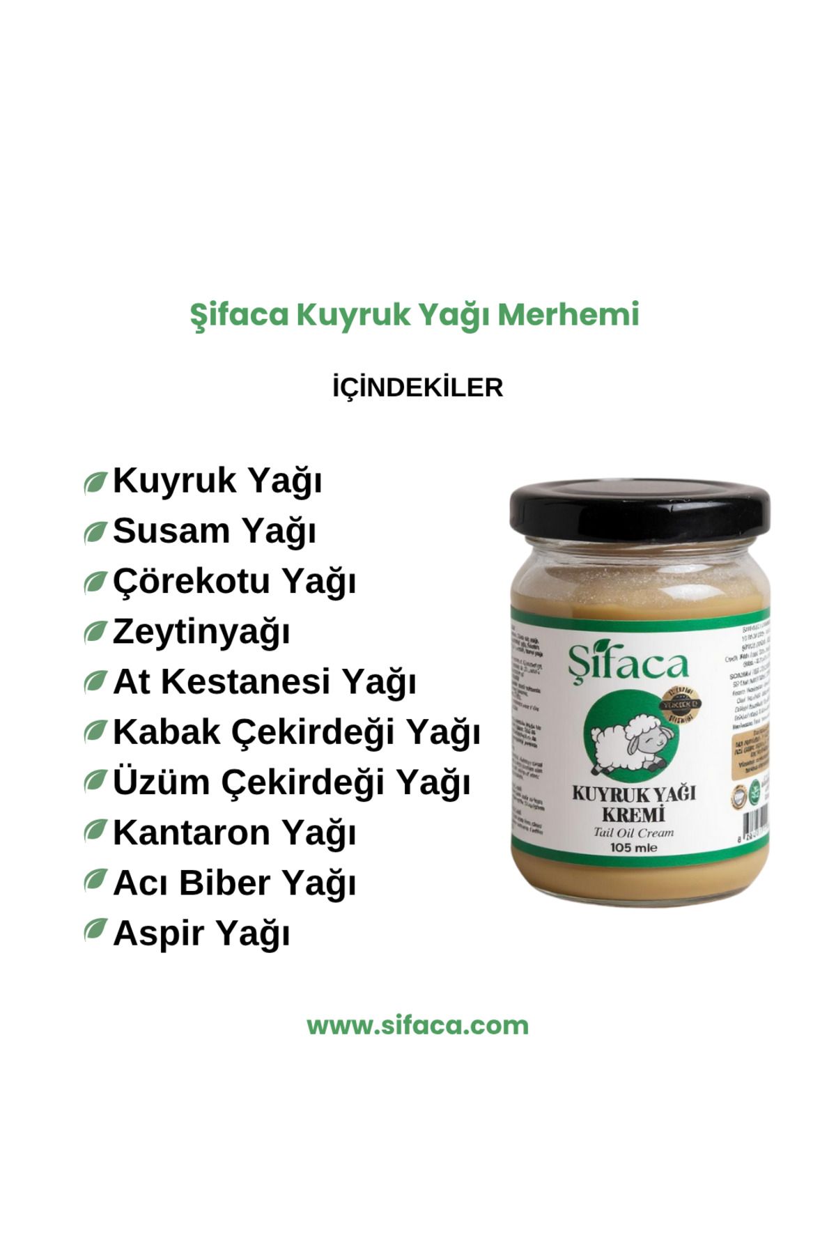 Şifaca Kuyruk Yağı Merhemi Eklem Bacak Diz Ağrı 105 gr