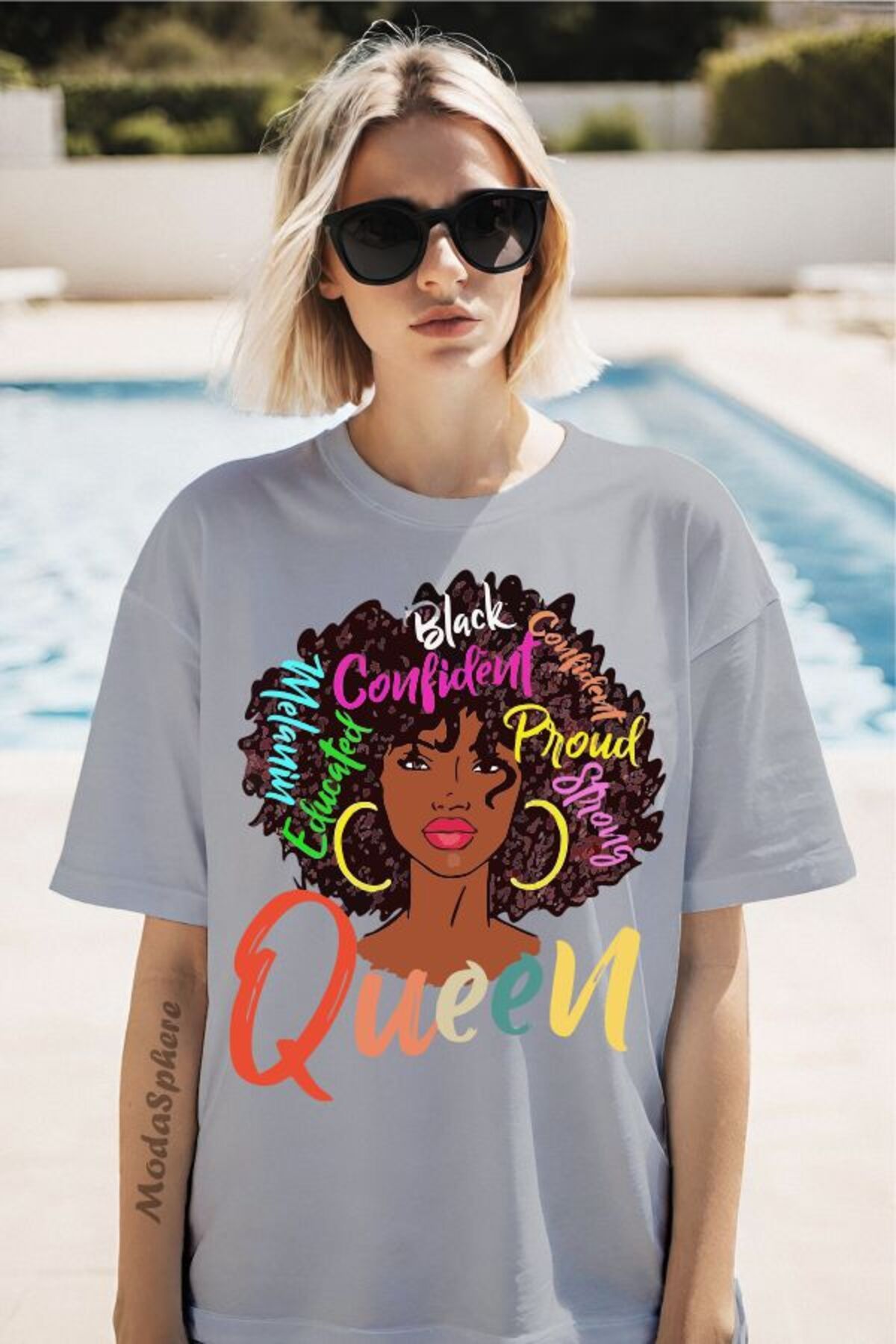 ModaSphere Queen Baskılı Unisex Oversize Tişört