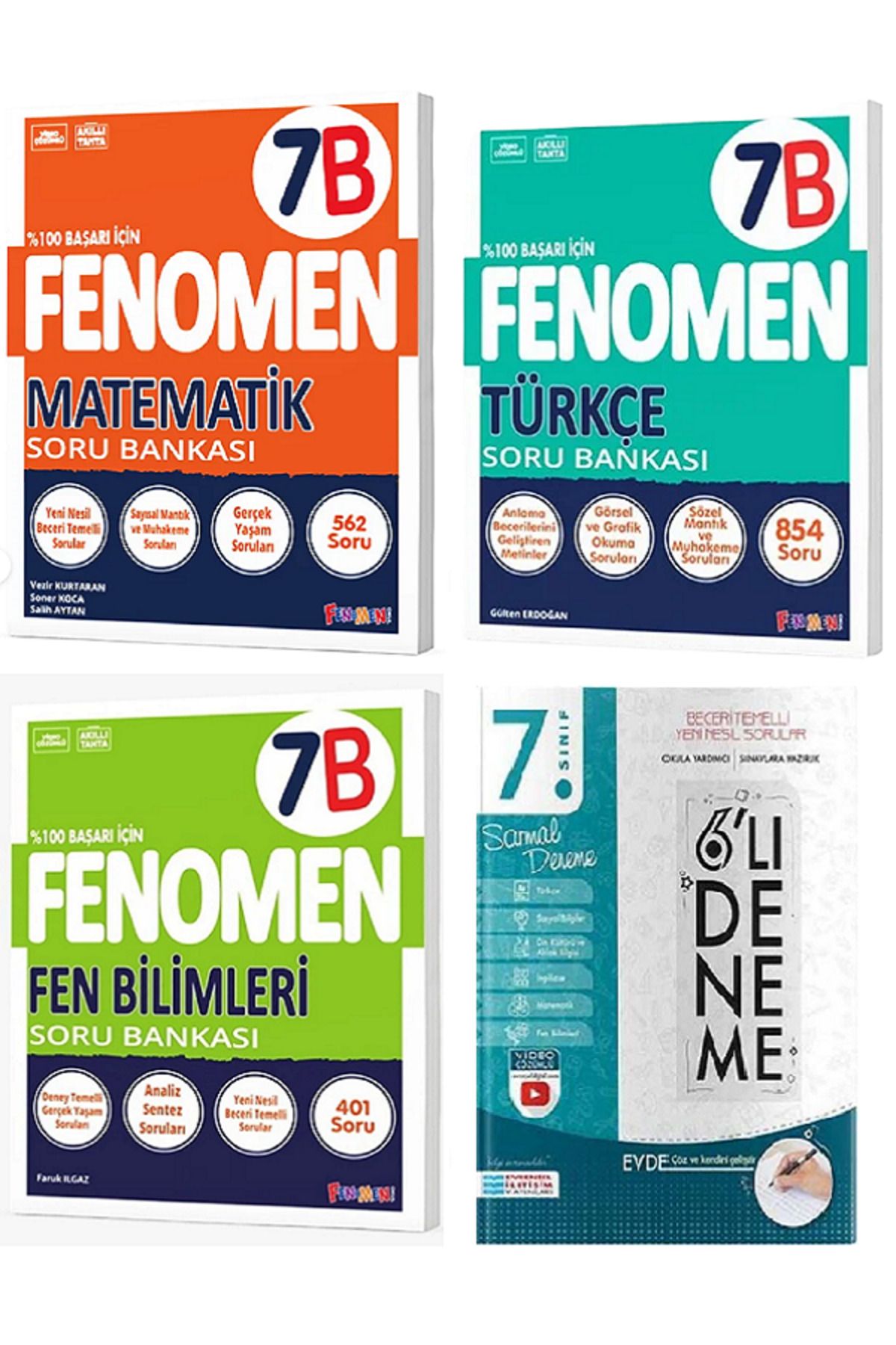 Evrensel İletişim Yayınları 7.Sınıf Fenomen 7B Matematik + 7B Fen Bilimle Soru Bankaları + Evrensel 6'Lı Sarmal Deneme / 4 KİTAP