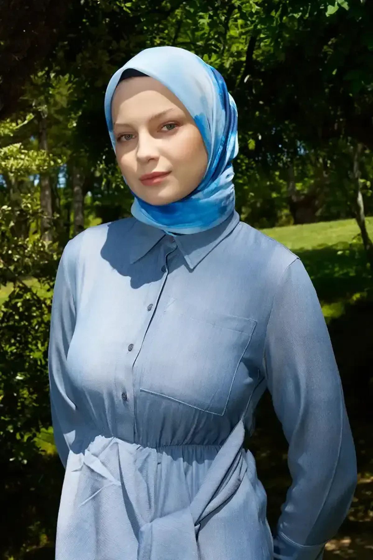 Madame Polo Rustic Rosie Desen Eşarp - Mavi