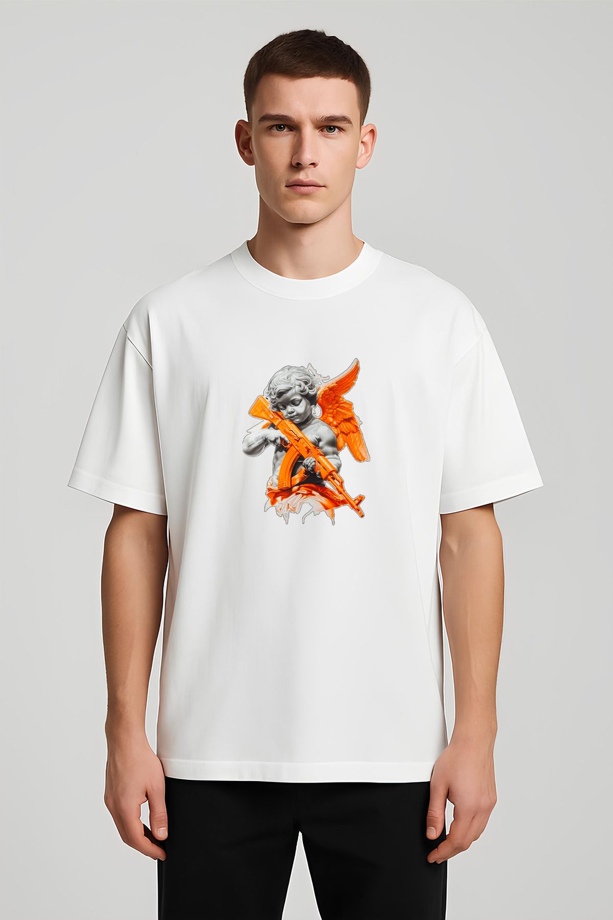 MODA Unisex Oversize Kalıp AK-47 Baby Baskılı T-Shirt