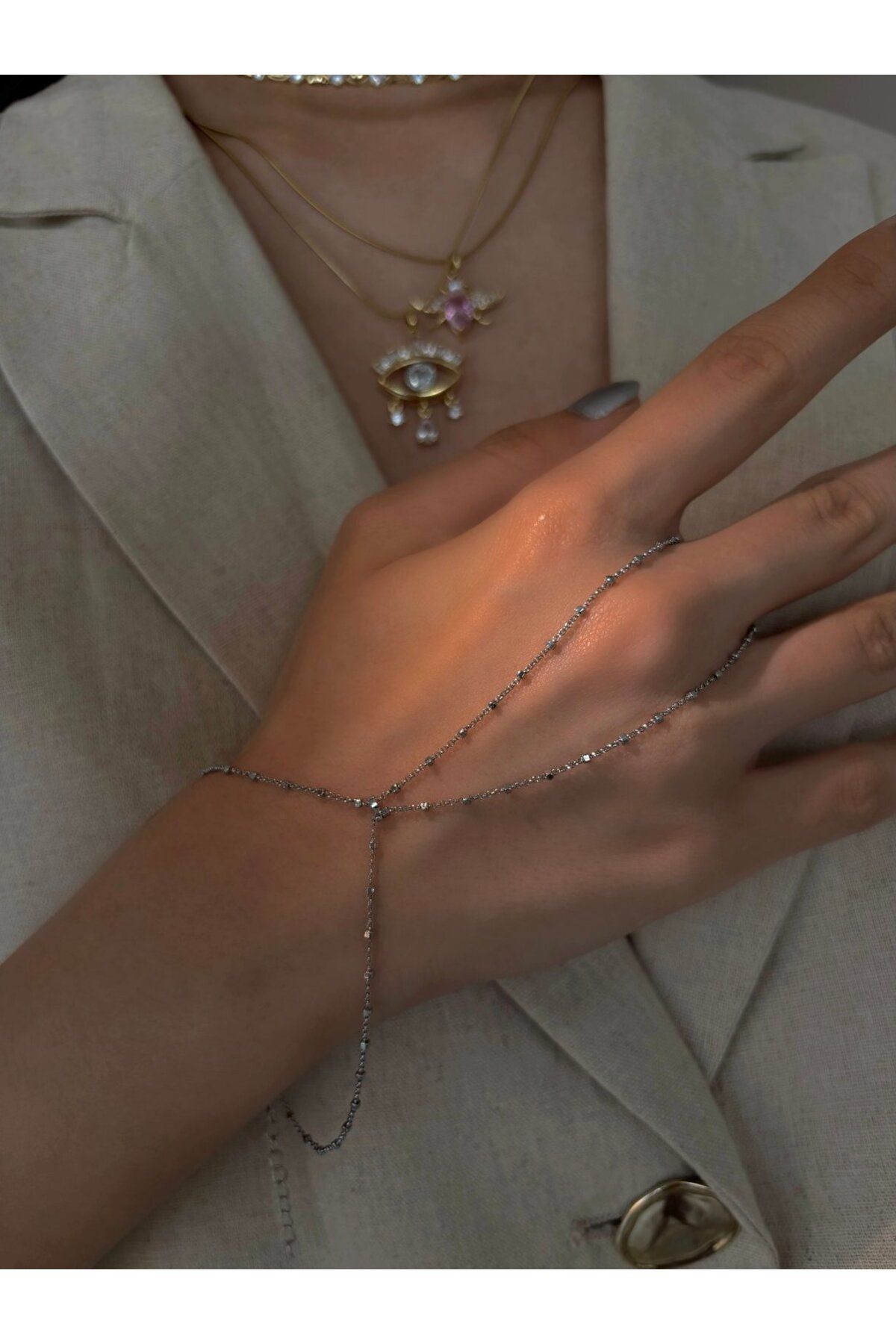 h&b design jewel Çelik Silver Topçuklu Şahmeran