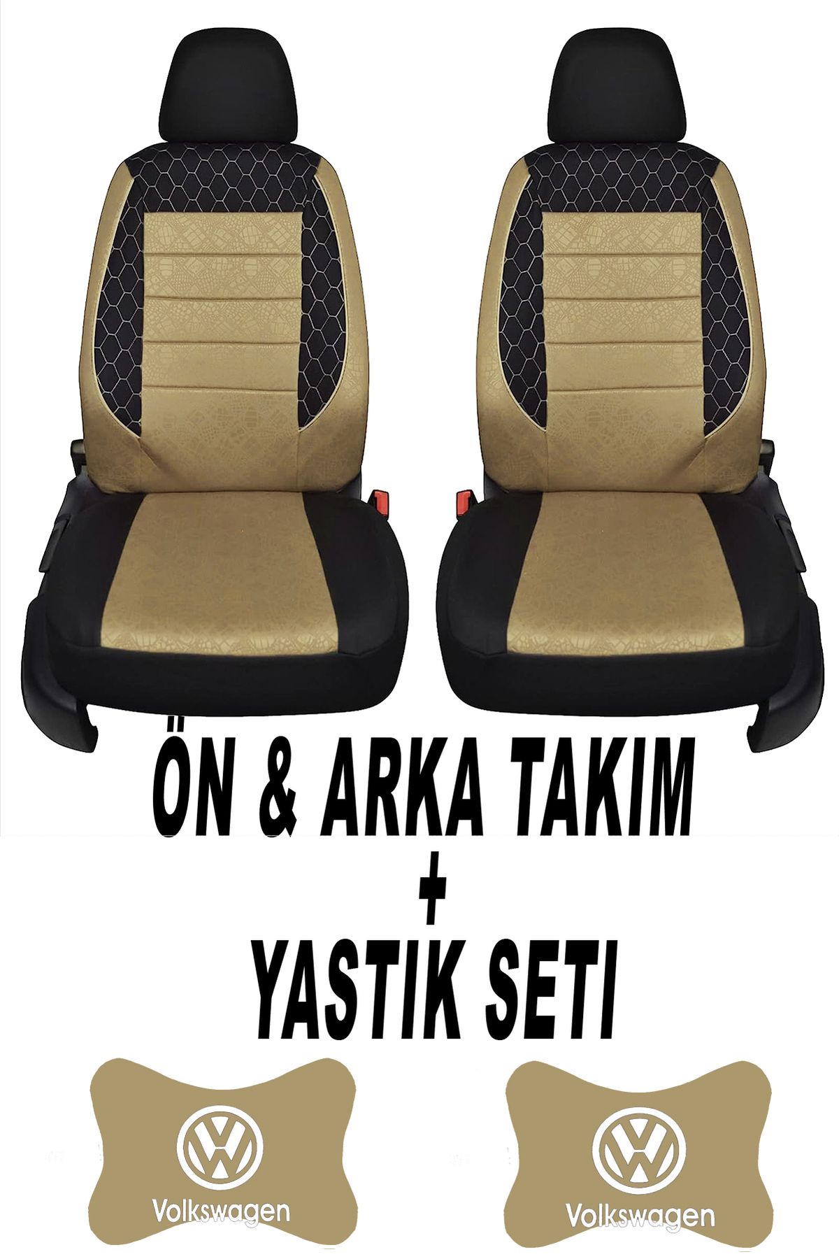 1araba1ev Oto Koltuk Kılıfı Volkswagen Ön Arka Takım + 2 Adet Boyun Yastığı Seti