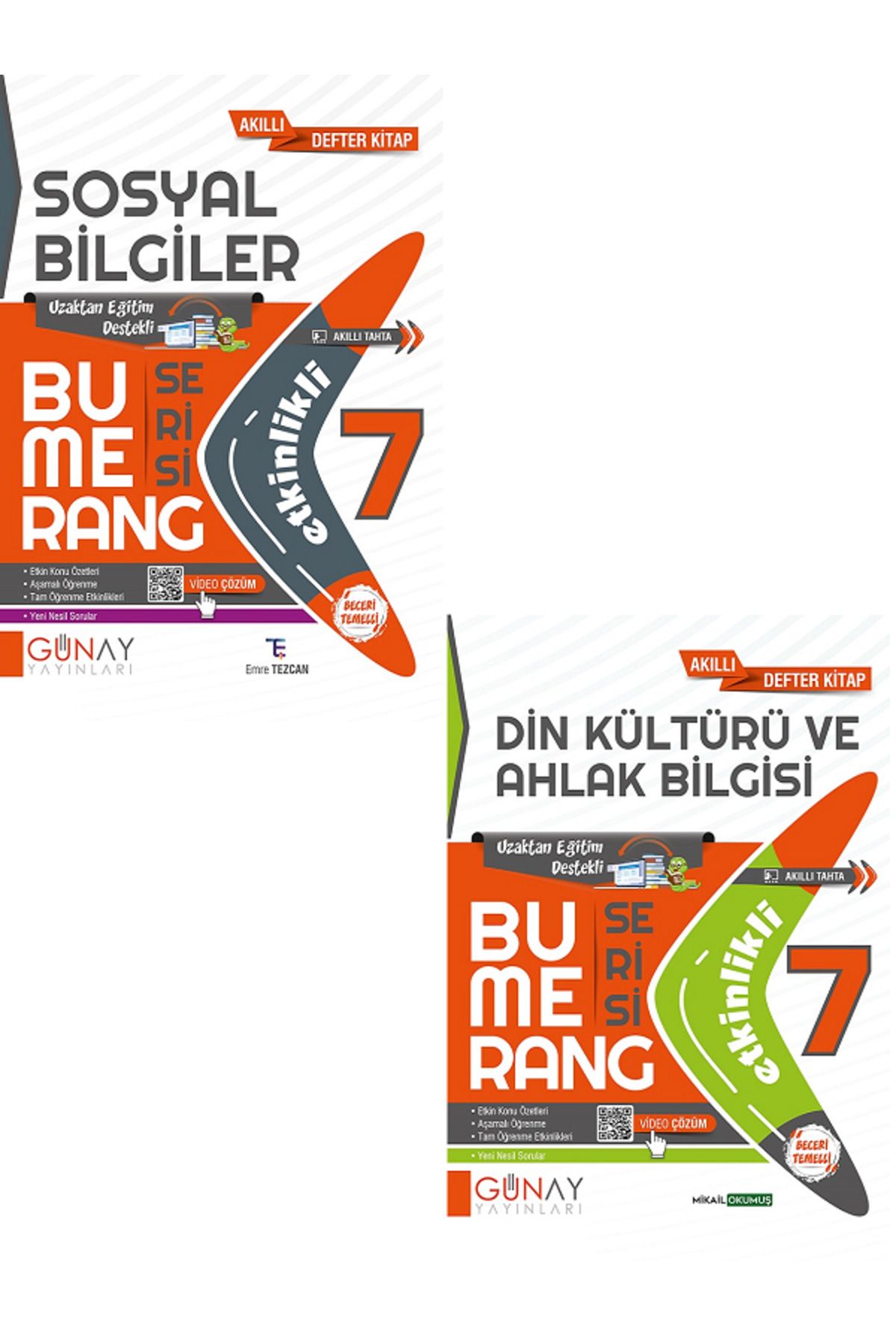 Evrensel İletişim Yayınları 7.Sınıf Günay Bumerang Sosyal Bilgiler + Din Kültürü Akıllı Defter Kitap / Uzaktan Eğitim / 2 KİTAP