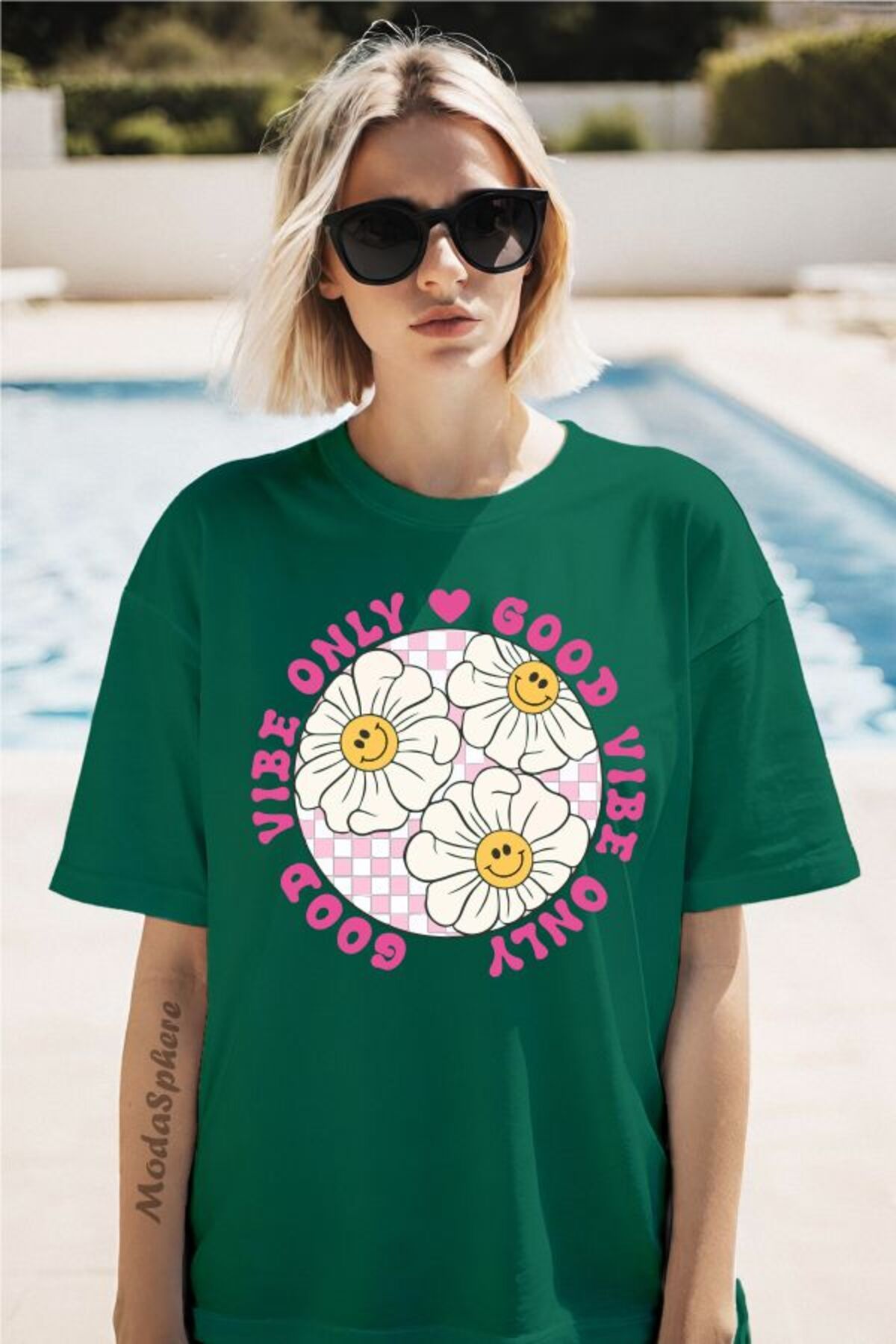 ModaSphere Vibe Only Baskılı Unisex Oversize Tişört