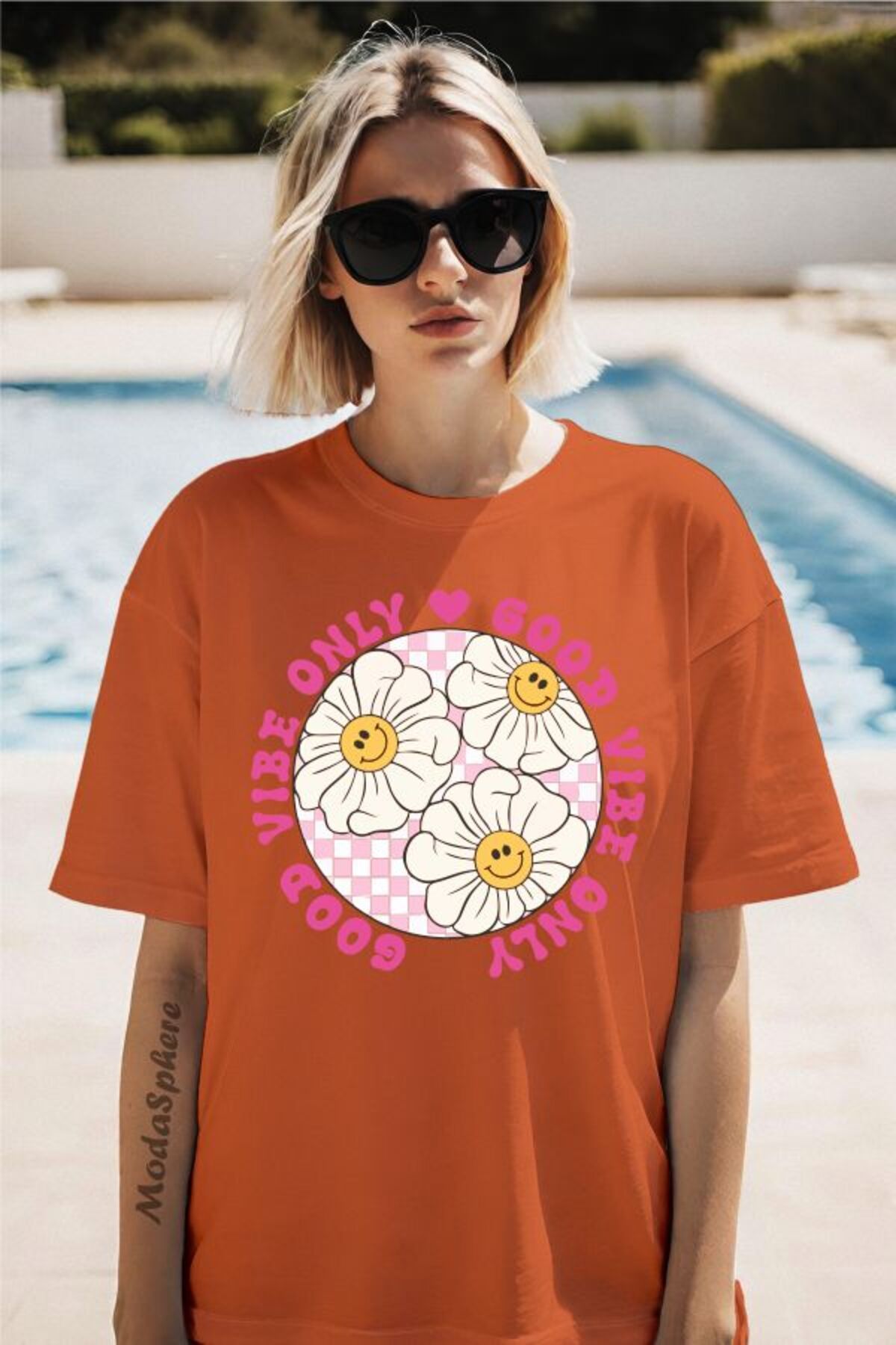 ModaSphere Vibe Only Baskılı Unisex Oversize Tişört