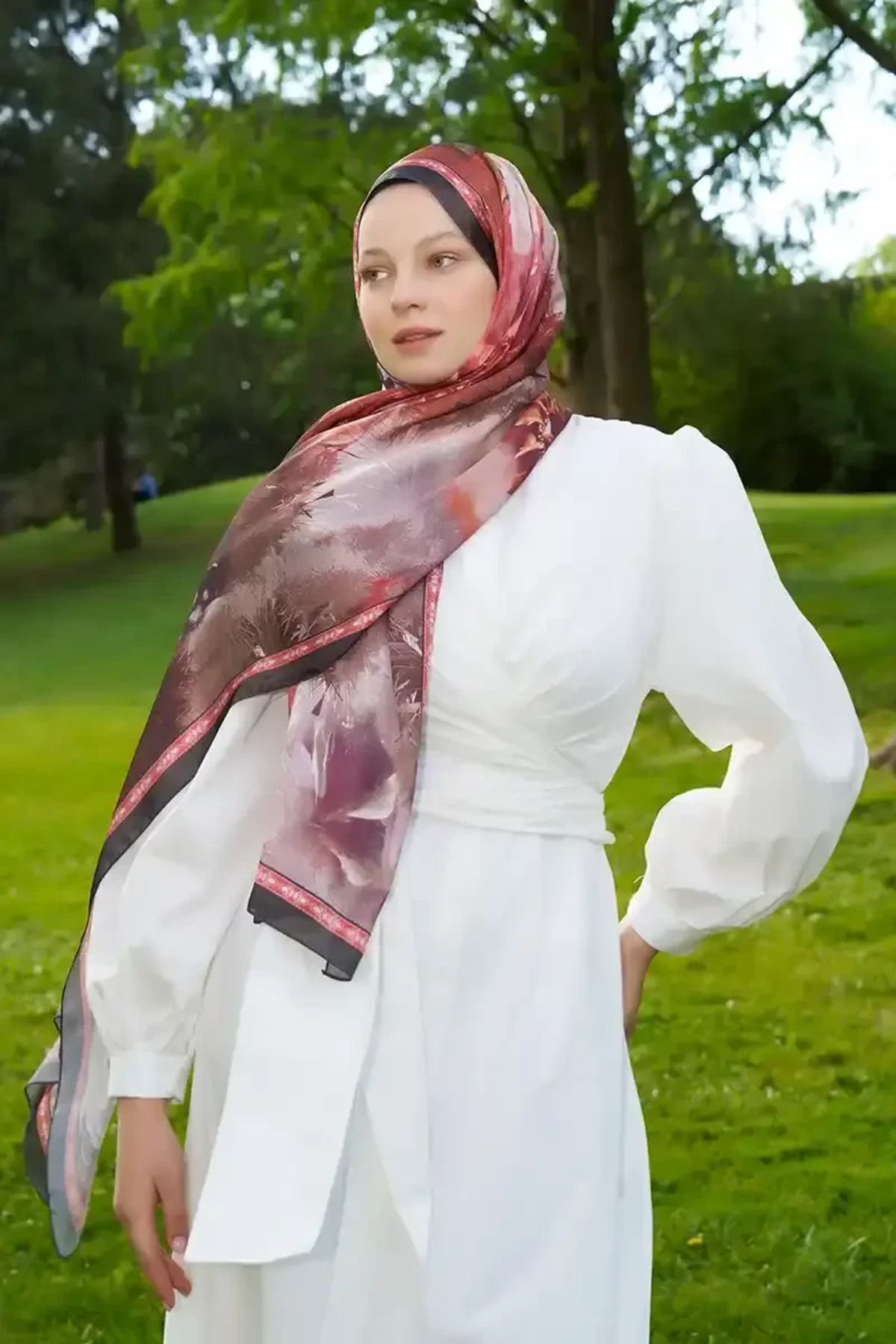 Madame Polo Crystal Perla Desen Şal - Kiremit
