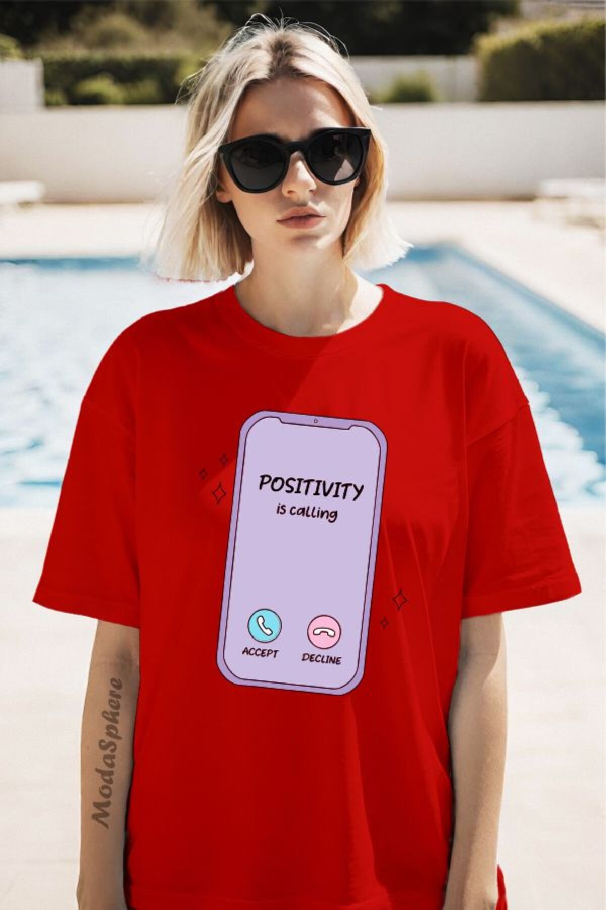 ModaSphere Phone Baskılı Unisex Oversize Tişört