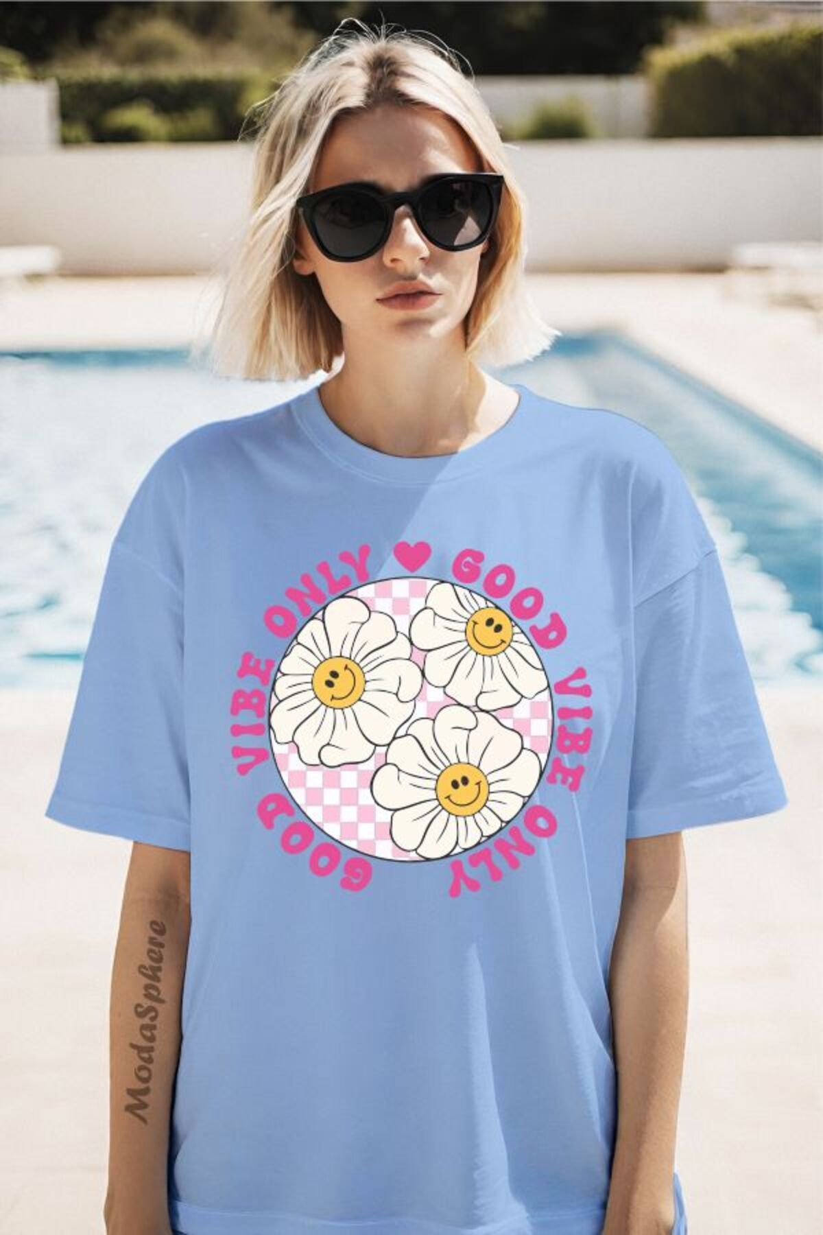 ModaSphere Vibe Only Baskılı Unisex Oversize Tişört