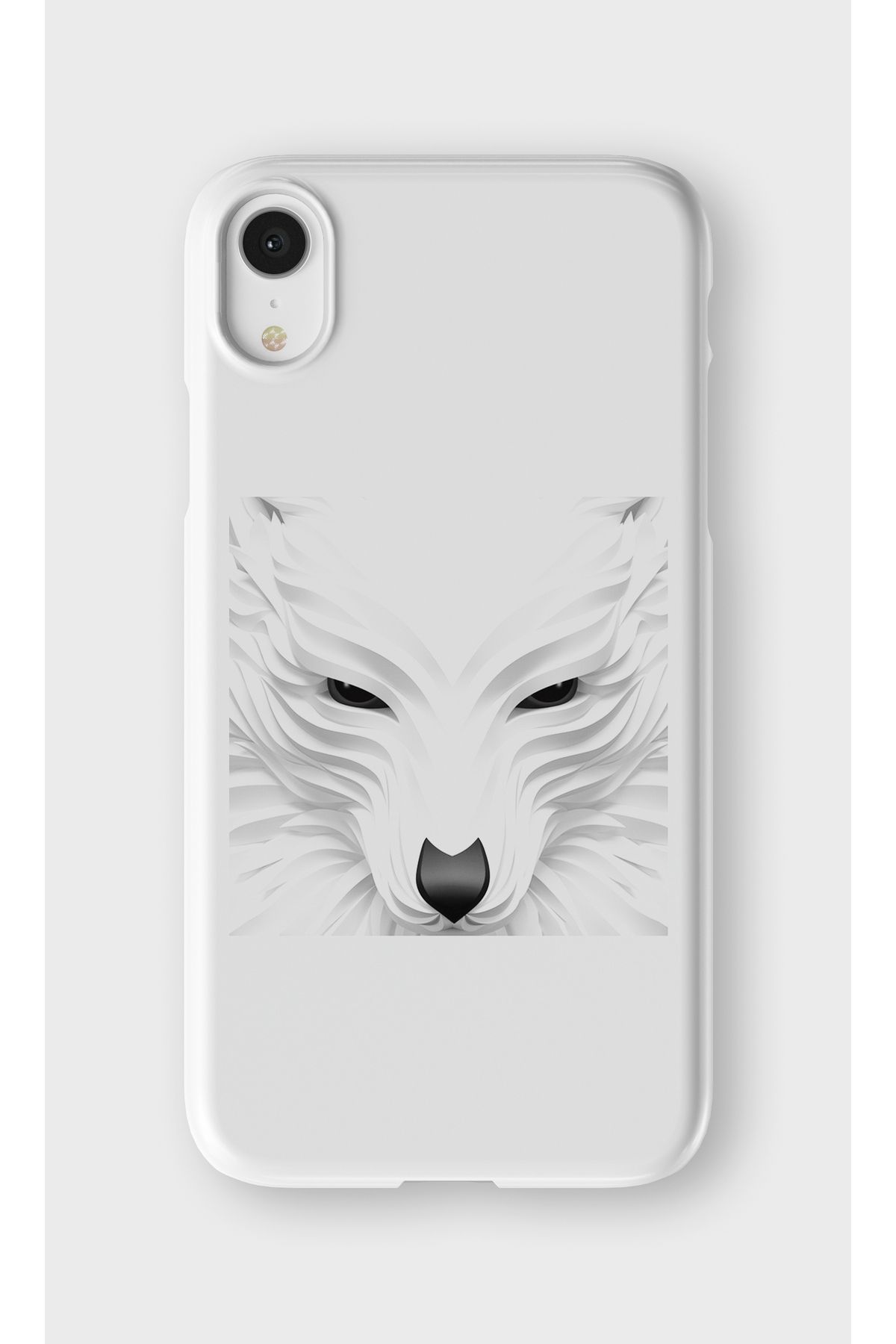 lelia iPhone XR Uyumlu Kurt Tasarımlı İçi Kadife Lansman Beyaz Silikon Kılıf