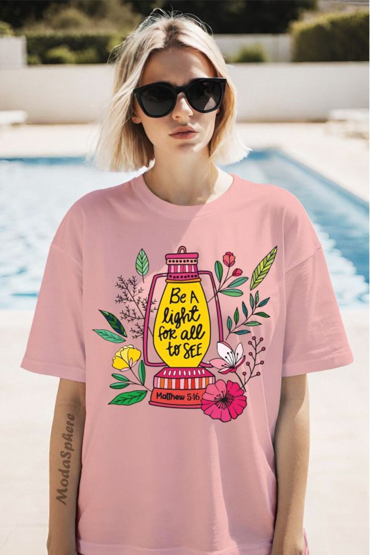 ModaSphere Be a light Baskılı Unisex Oversize Tişört