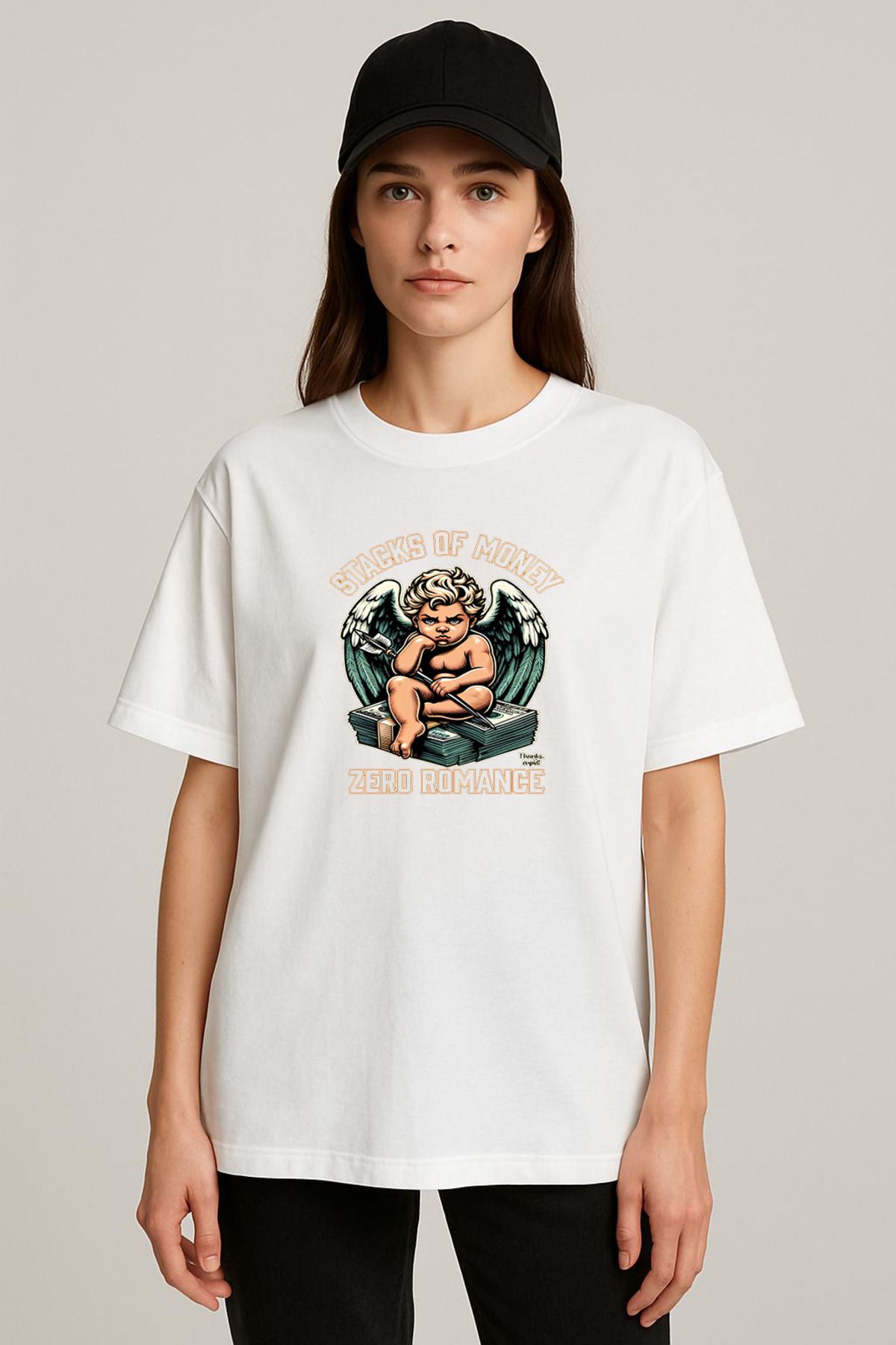 MODA Unisex Oversize Kalıp Zero Romance Baskılı T-Shirt