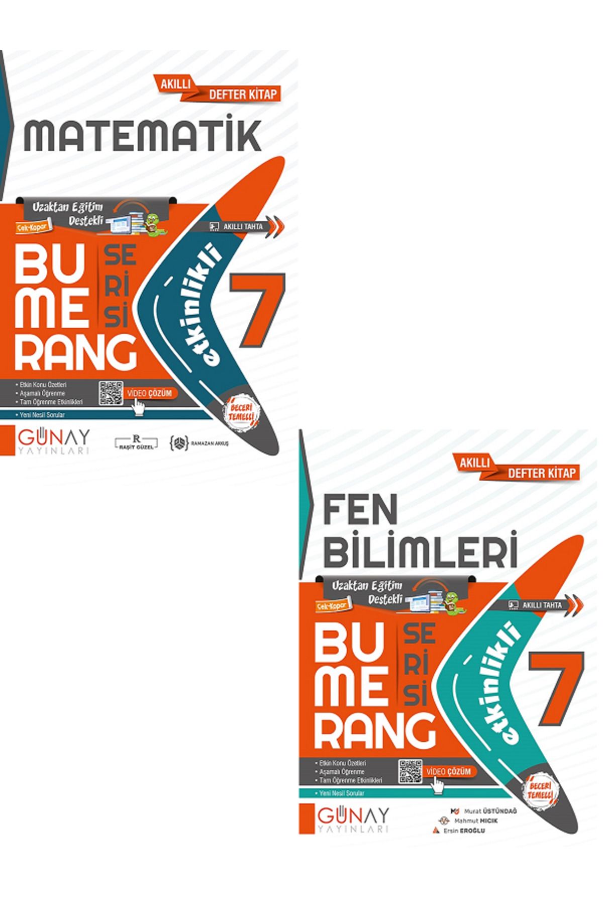 Evrensel İletişim Yayınları 7.Sınıf Günay Bumerang Matematik + Fen Bilimleri Akıllı Defter Kitap / Uzaktan Eğitim / 2 KİTAP