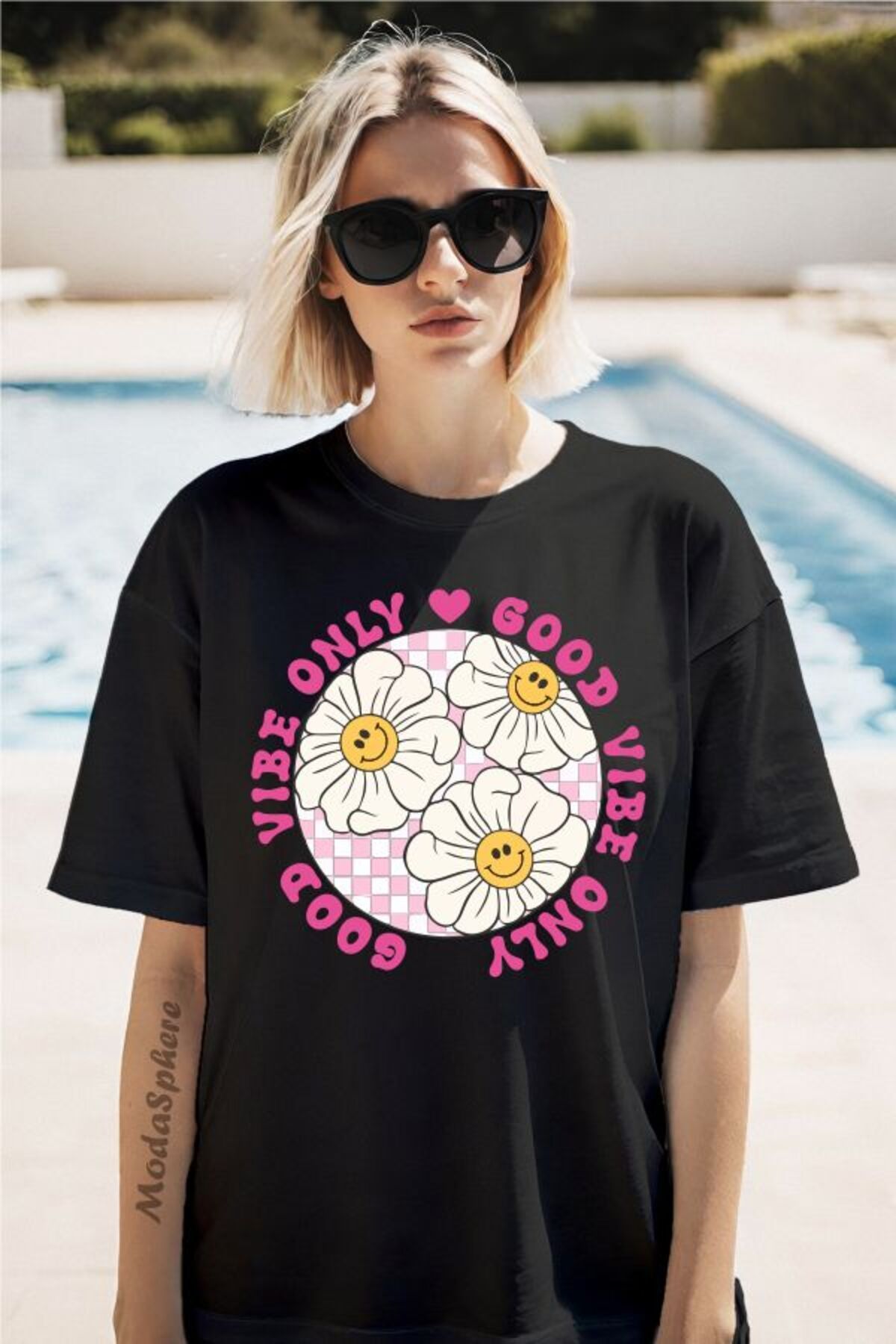 ModaSphere Vibe Only Baskılı Unisex Oversize Tişört