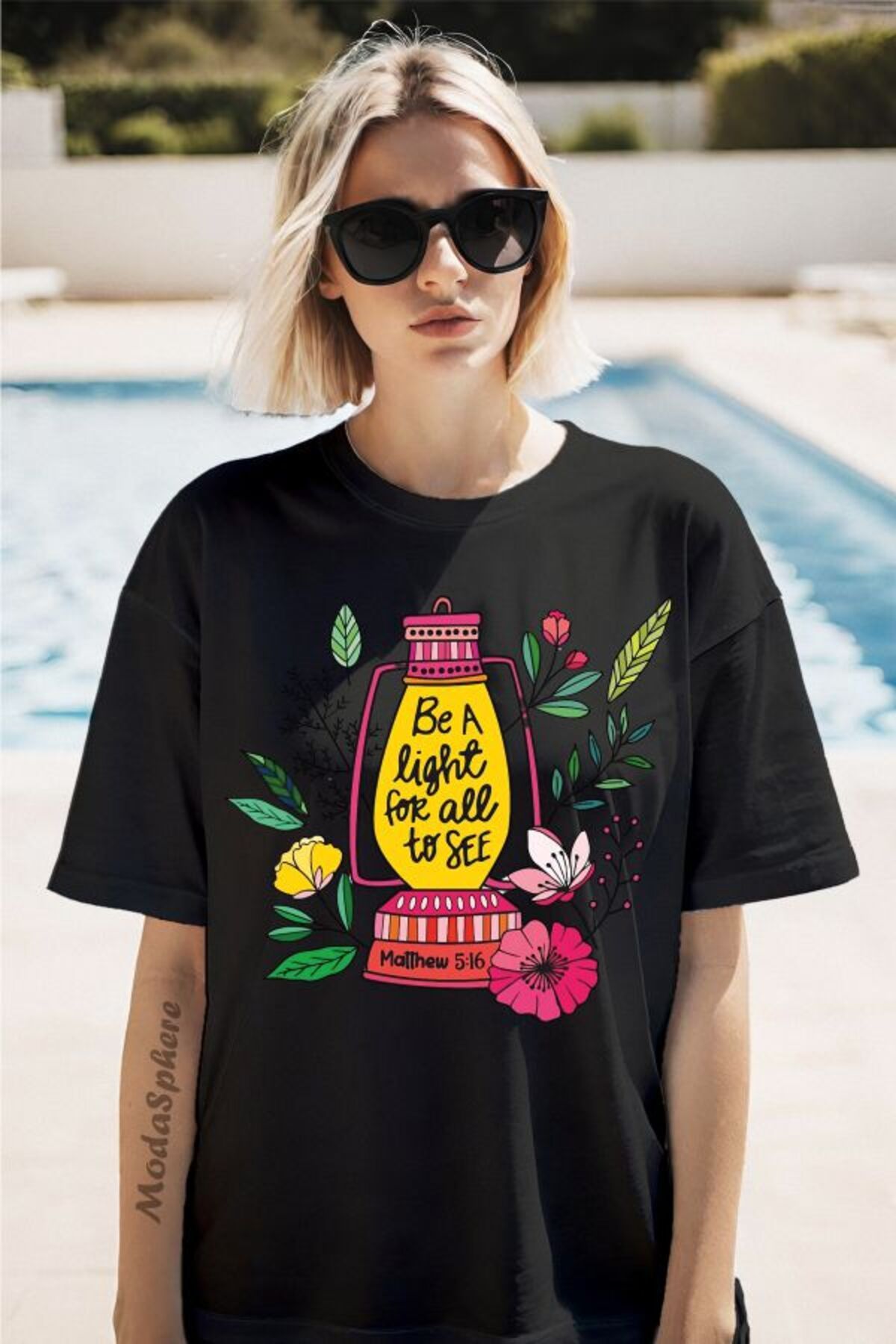 ModaSphere Be a light Baskılı Unisex Oversize Tişört