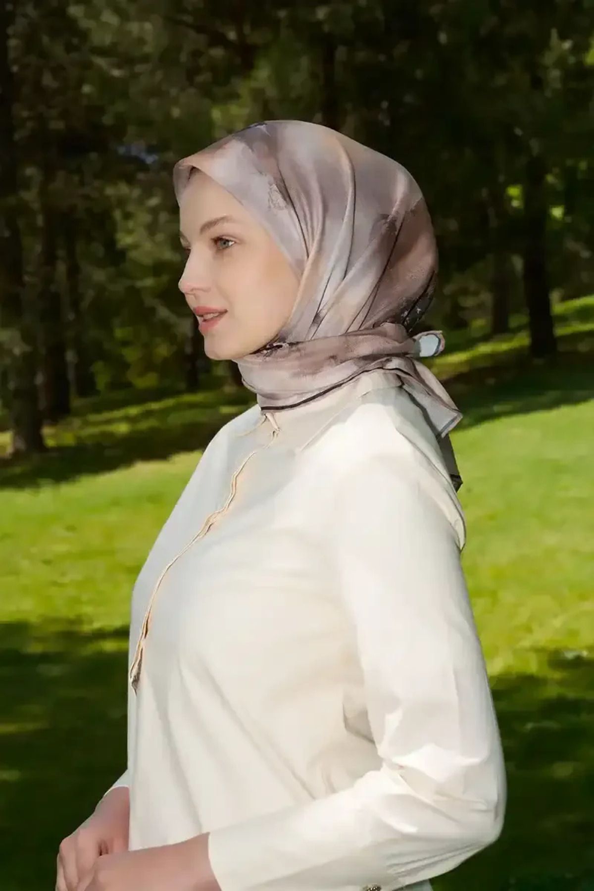 Madame Polo Rustic Rosie Desen Eşarp - Kahverengi