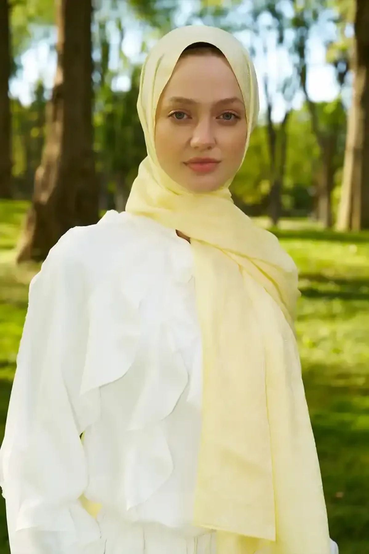 Madame Polo Elegance Lace Desen Jakar Şal - Sarı