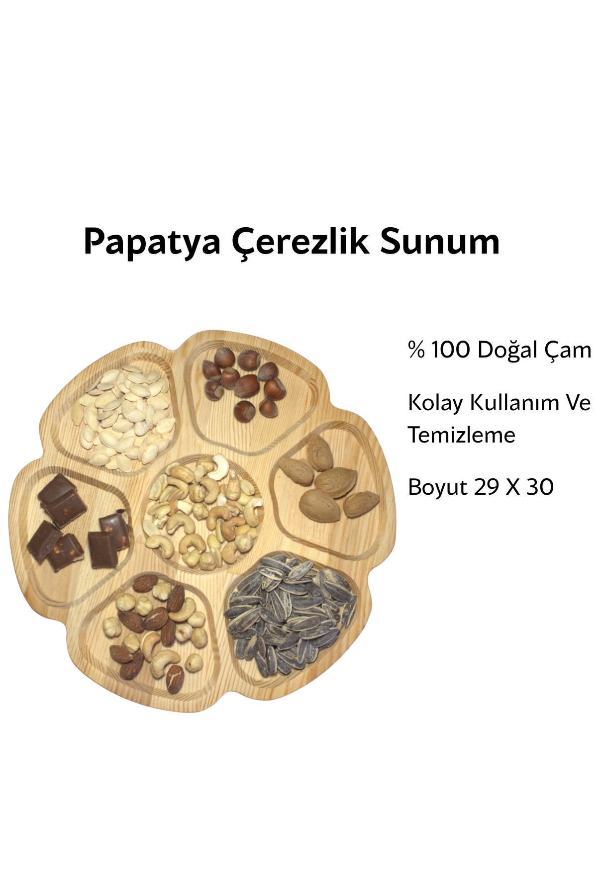 bidunyaahsap Papatya Çam Çerezlik Sunum Tabağı