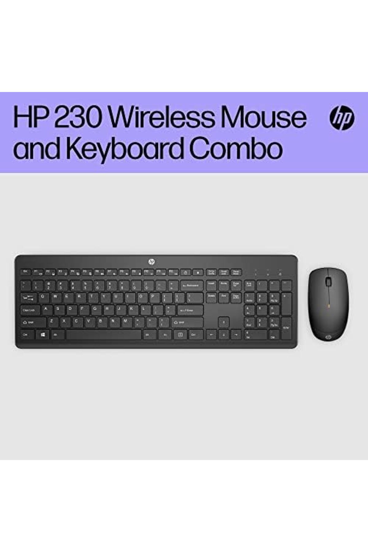 HP-مجموعة لوحة المفاتيح والماوس اللاسلكية 230، مستقبل USB-A Nano لاسلكي 2.4 جيجاهرتز، بدقة تصل إلى 1600 نقطة في البوصة، 4