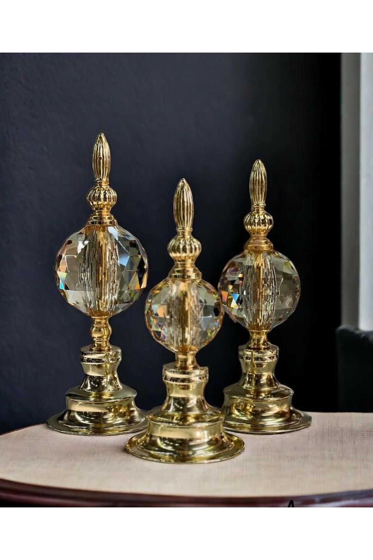 Pario Home 3'lü Dekorlu Kristal Alem Biblo Bal
