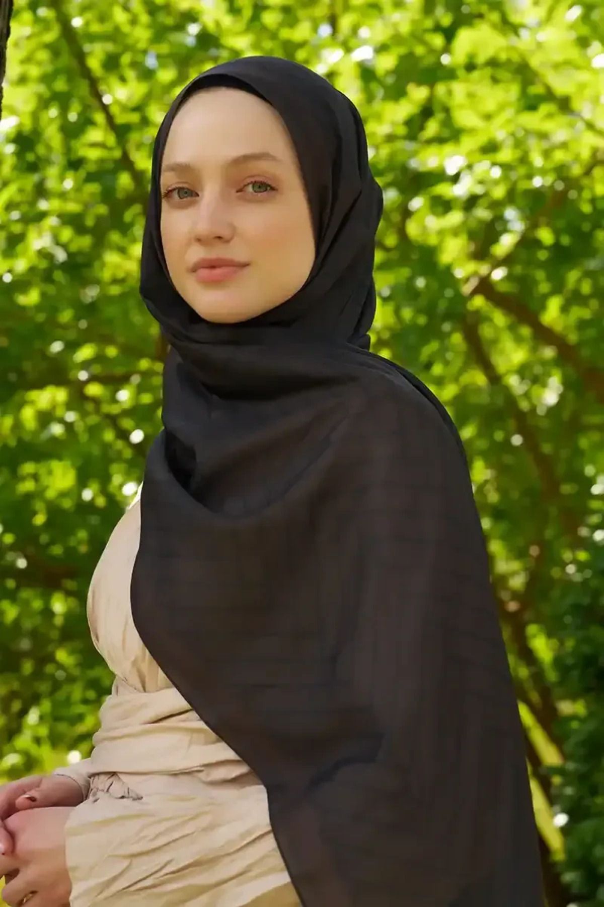 Madame Polo Hyper Zikzak Desen Şal - Acı Kahve