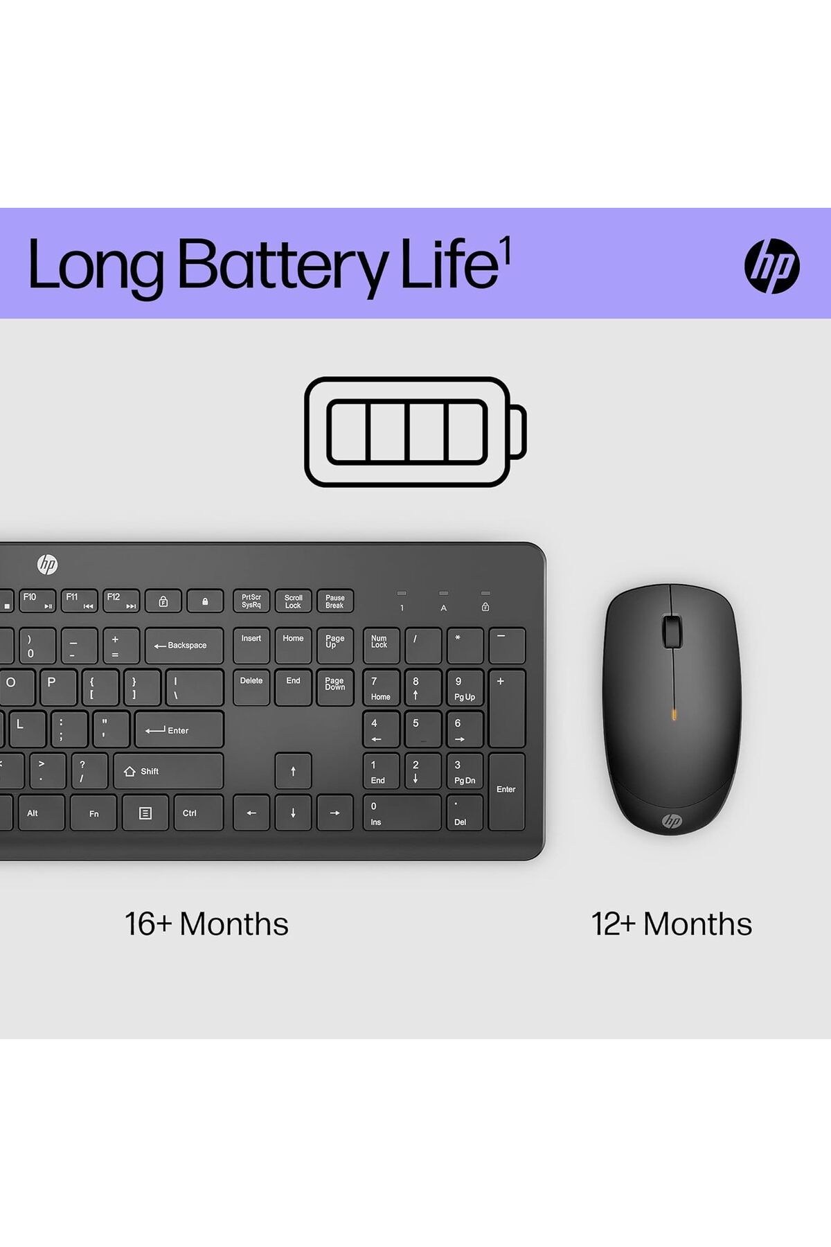 HP-مجموعة لوحة المفاتيح والماوس اللاسلكية 230، مستقبل USB-A Nano لاسلكي 2.4 جيجاهرتز، بدقة تصل إلى 1600 نقطة في البوصة، 9