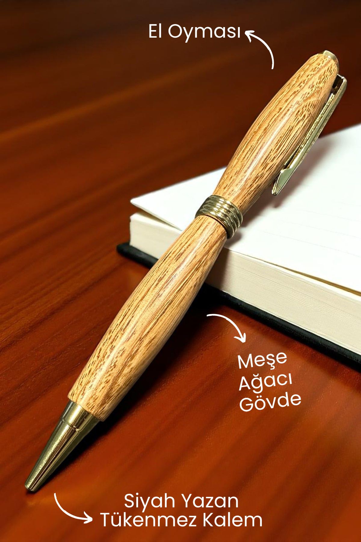 İPEKYOLU-FATİH ŞAHİN Özel Ahşap Kutuda El Yapımı Tükenmez Kalem, Hediyelik Kalem