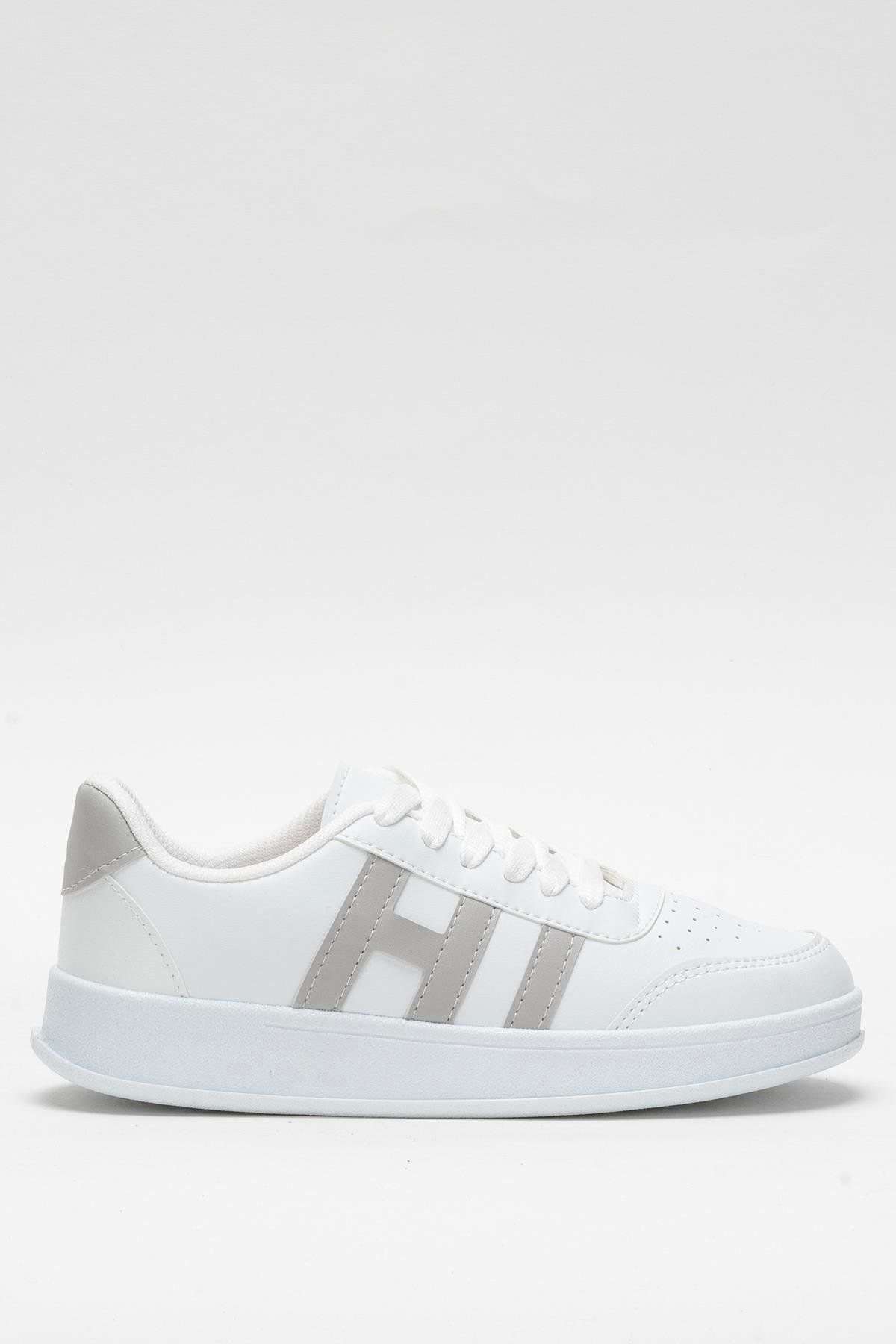 Liger Unisex Spor Sneaker Ayakkabı BEYAZ - FÜME