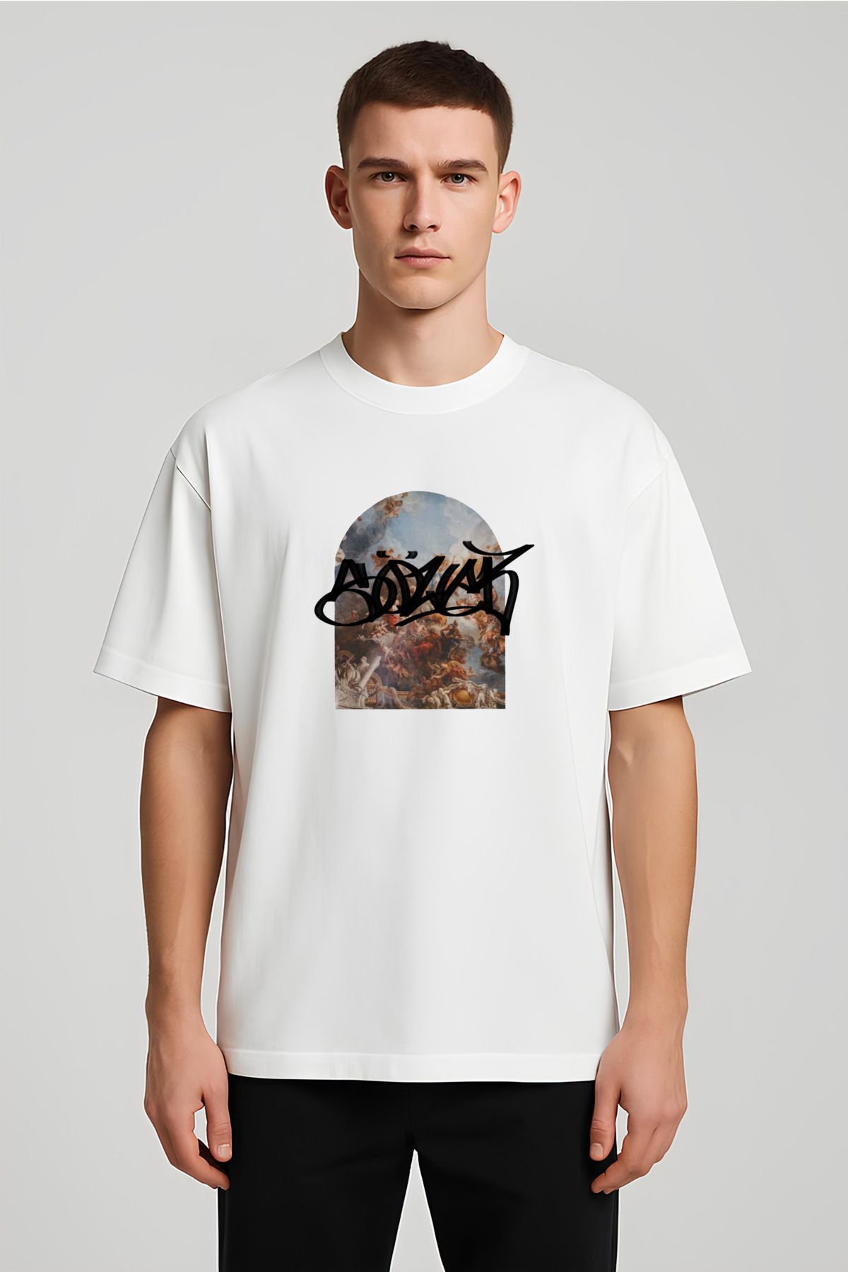 MODA Unisex Oversize Kalıp Sozvak Baskılı T-Shirt