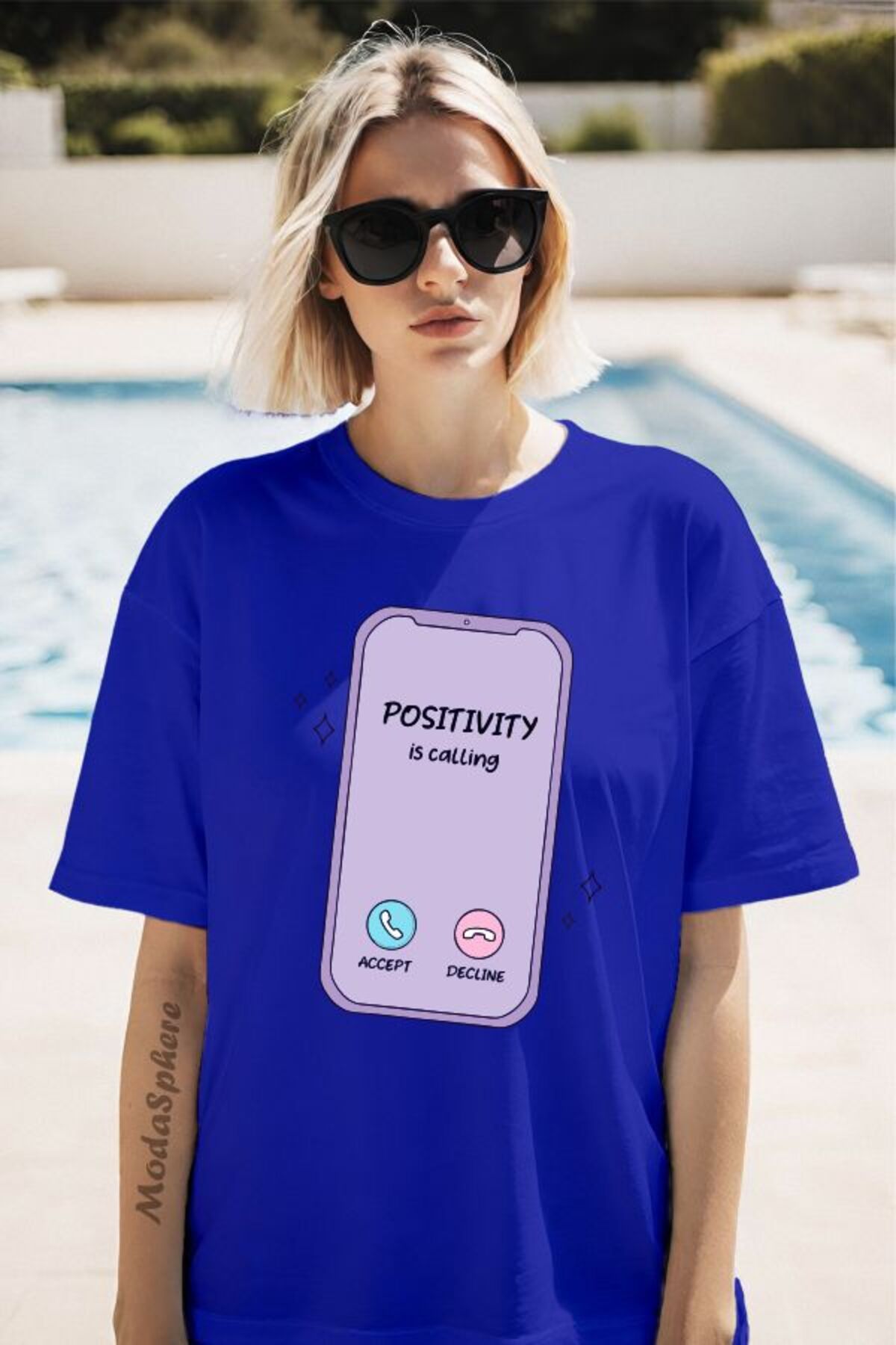 ModaSphere Phone Baskılı Unisex Oversize Tişört