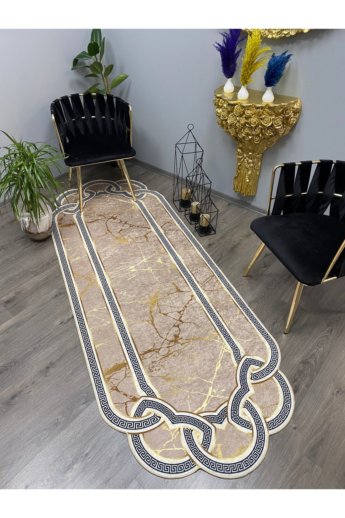 Monisso MONİSSO HALI Capri Vizon Gold Kaymaz Taban, leke Tutmaz, Mutfak Halısı, Salon Halısı ve Yolluk